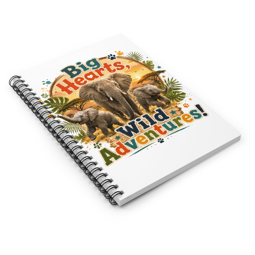 Spiral Notebook — "Big Hearts, Wild Adventures!" Elephant Safari Journal
