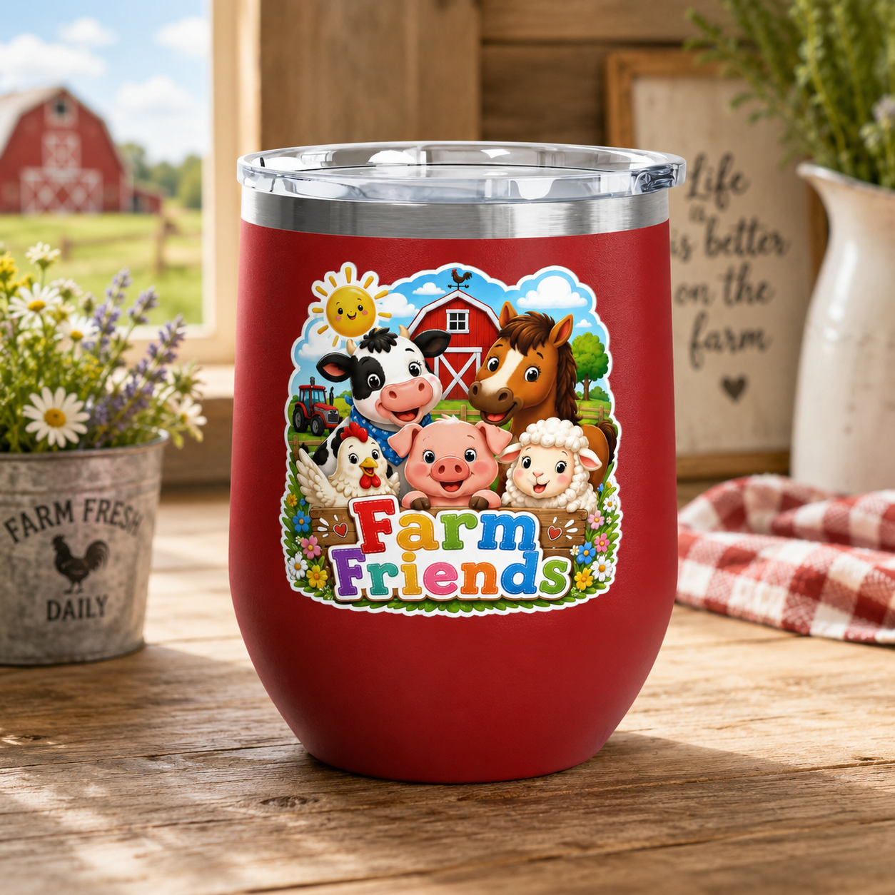 Farm Friends 12oz Tumbler — Cute Barnyard Animal Insulated Cup