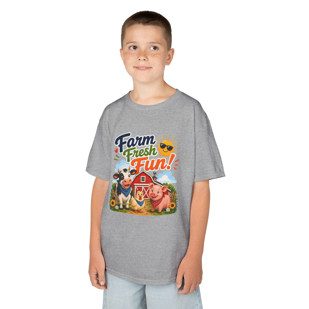 Kids Farm T-Shirt — "Farm Fresh Fun!" Cute Cow & Pig Toddler Tee
