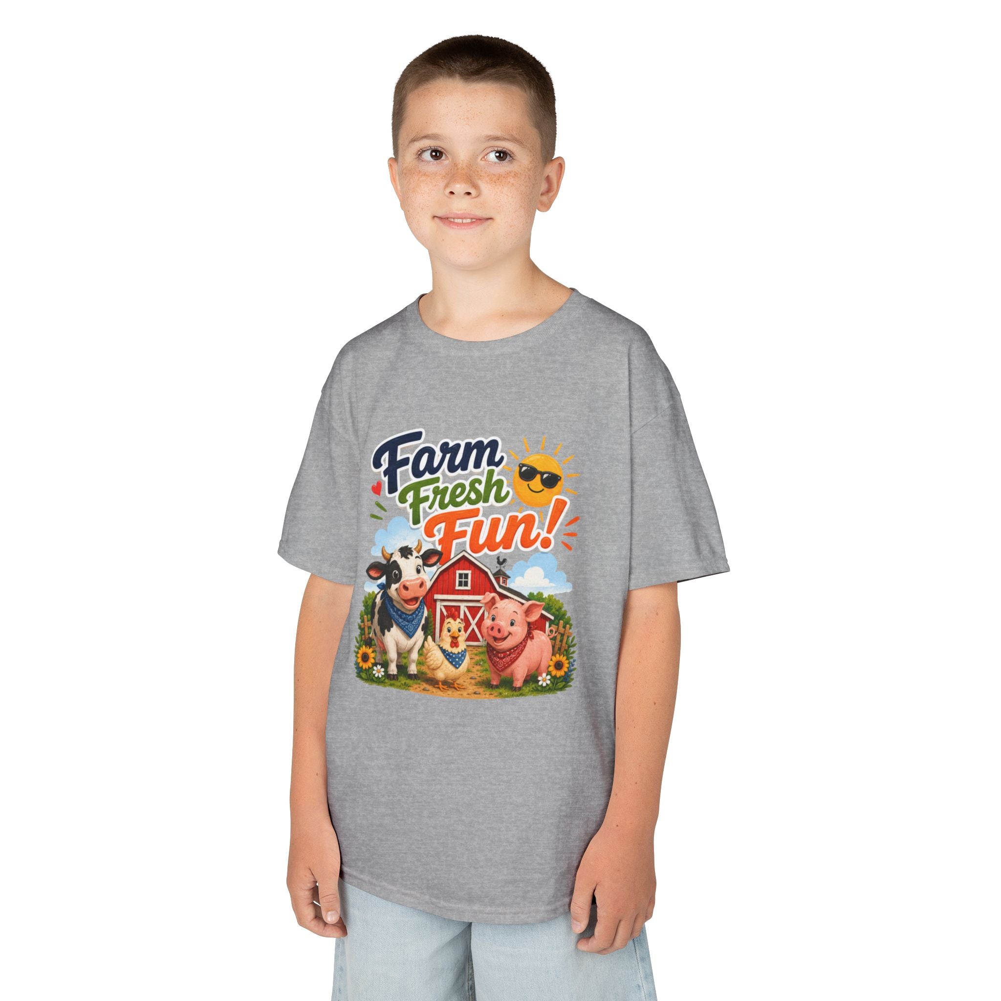 Kids Farm T-Shirt — "Farm Fresh Fun!" Cute Cow & Pig Toddler Tee
