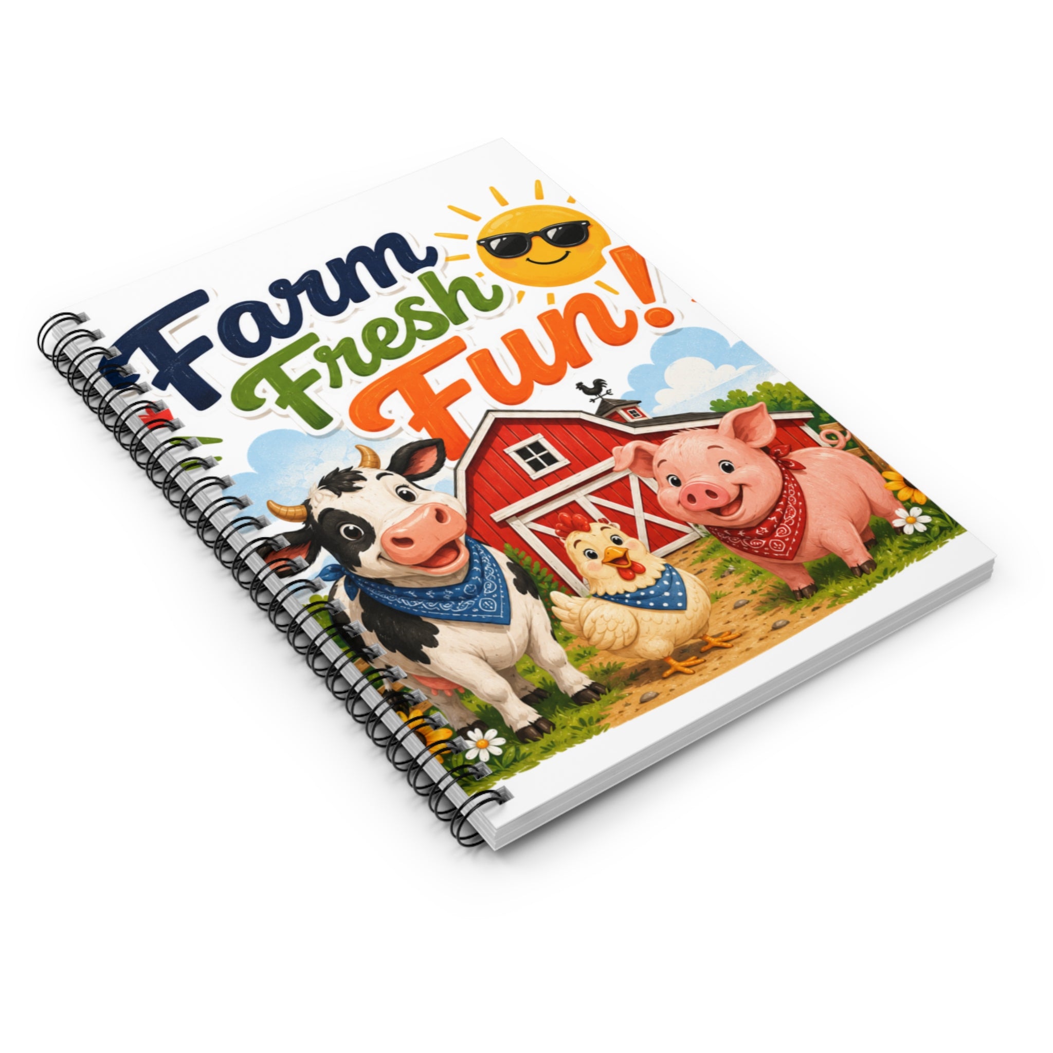 Farm Fresh Fun! Spiral Notebook — Cute Barnyard Cow, Pig & Chicken Journal