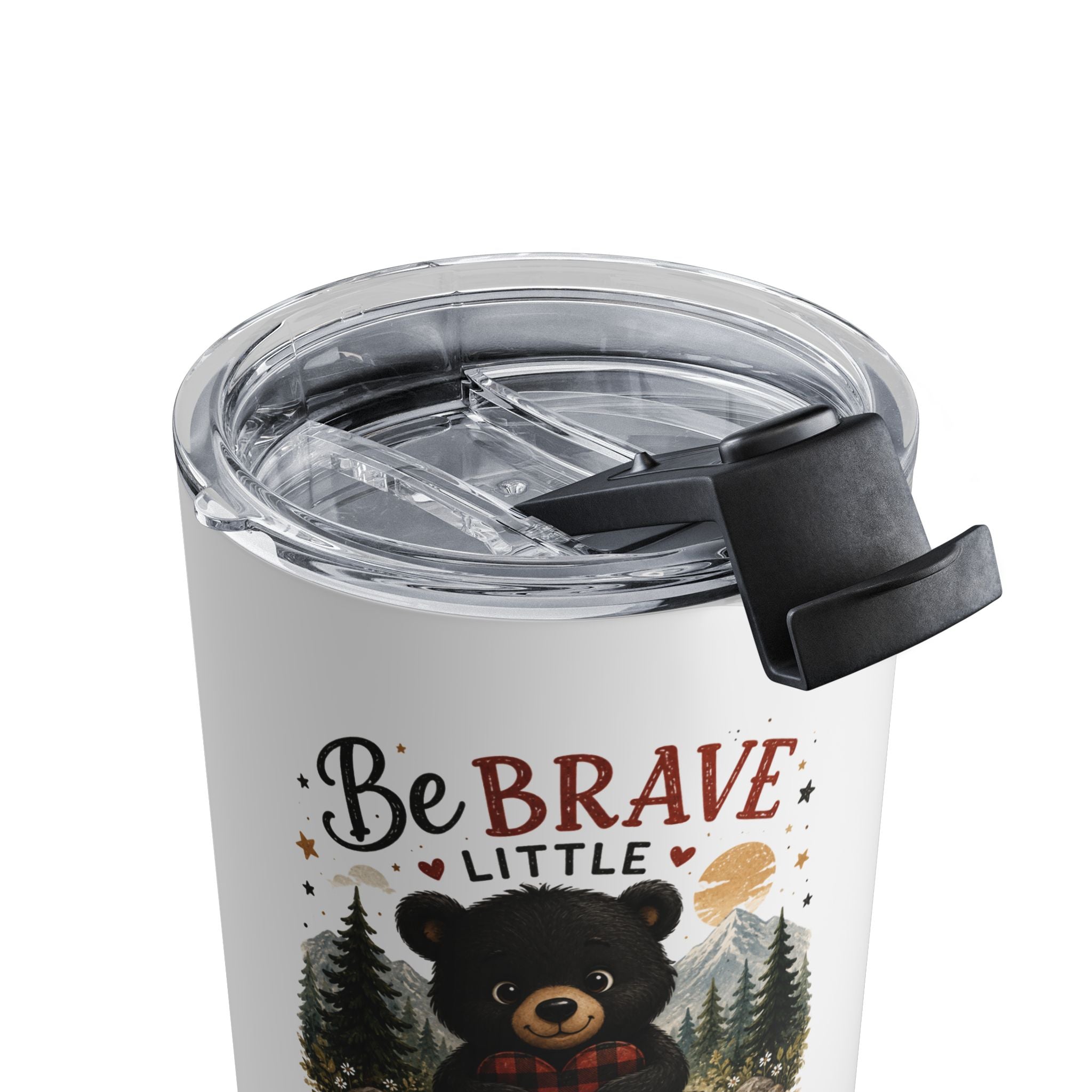 Be Brave Little Bear 10oz Tumbler — Cute Kids Woodland Travel Cup, Baby Shower Gift