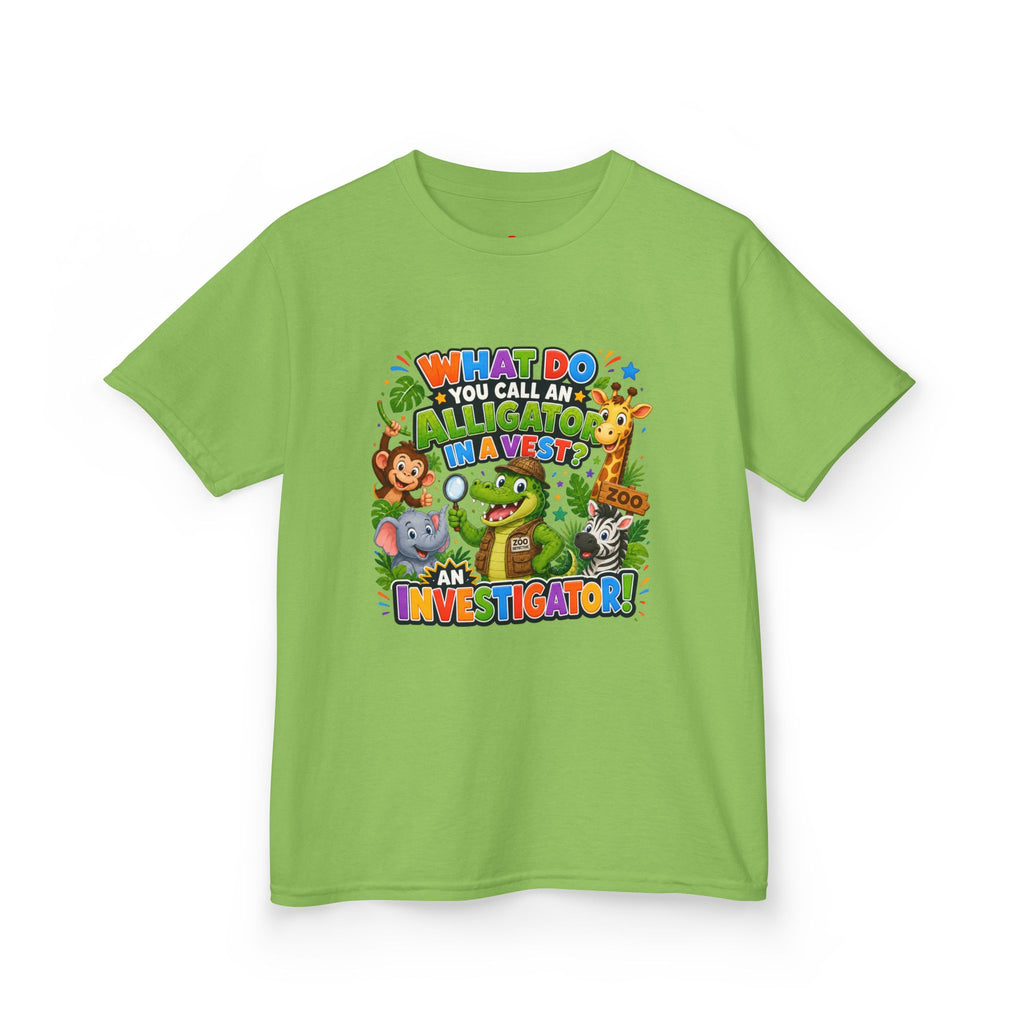 What Do You Call An Alligator? Investigator Kids T-Shirt | Cute Jungle Animals Puzzle