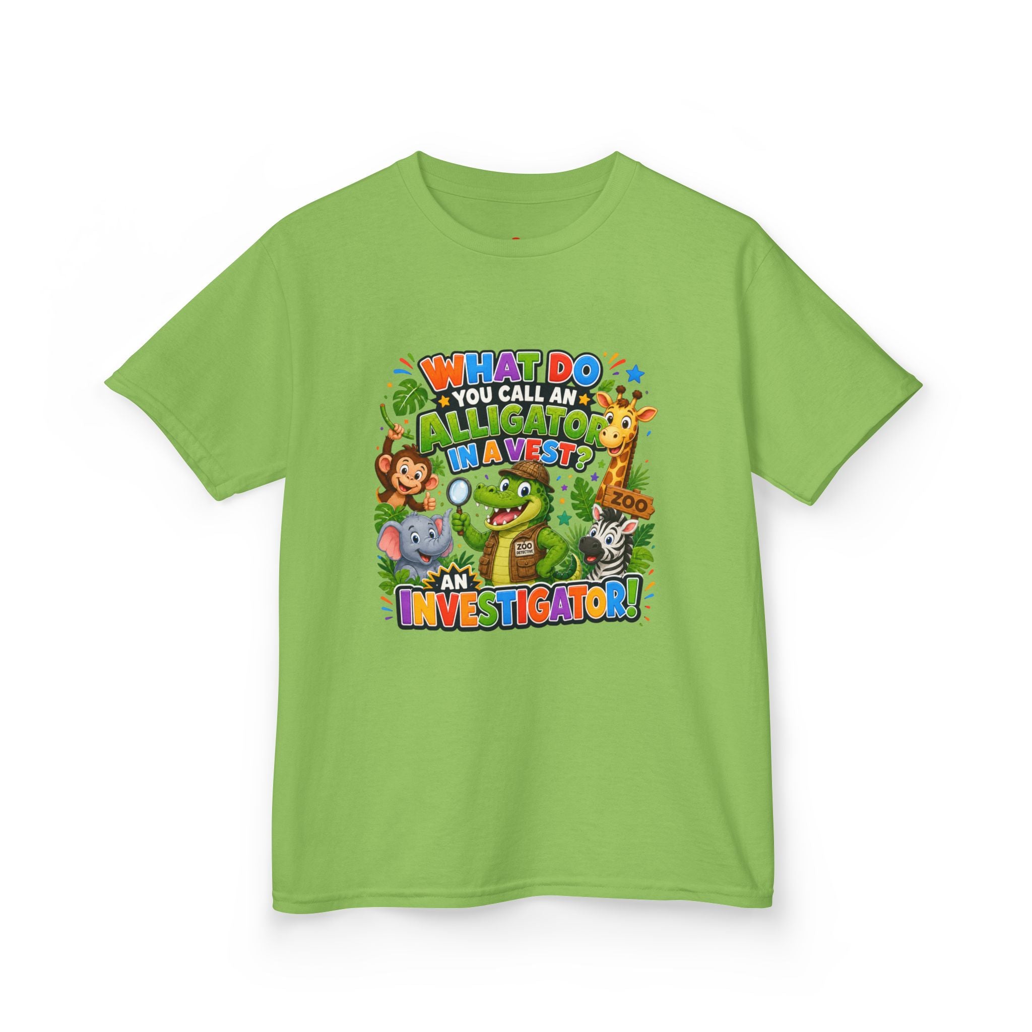 What Do You Call An Alligator? Investigator Kids T-Shirt | Cute Jungle Animals Puzzle