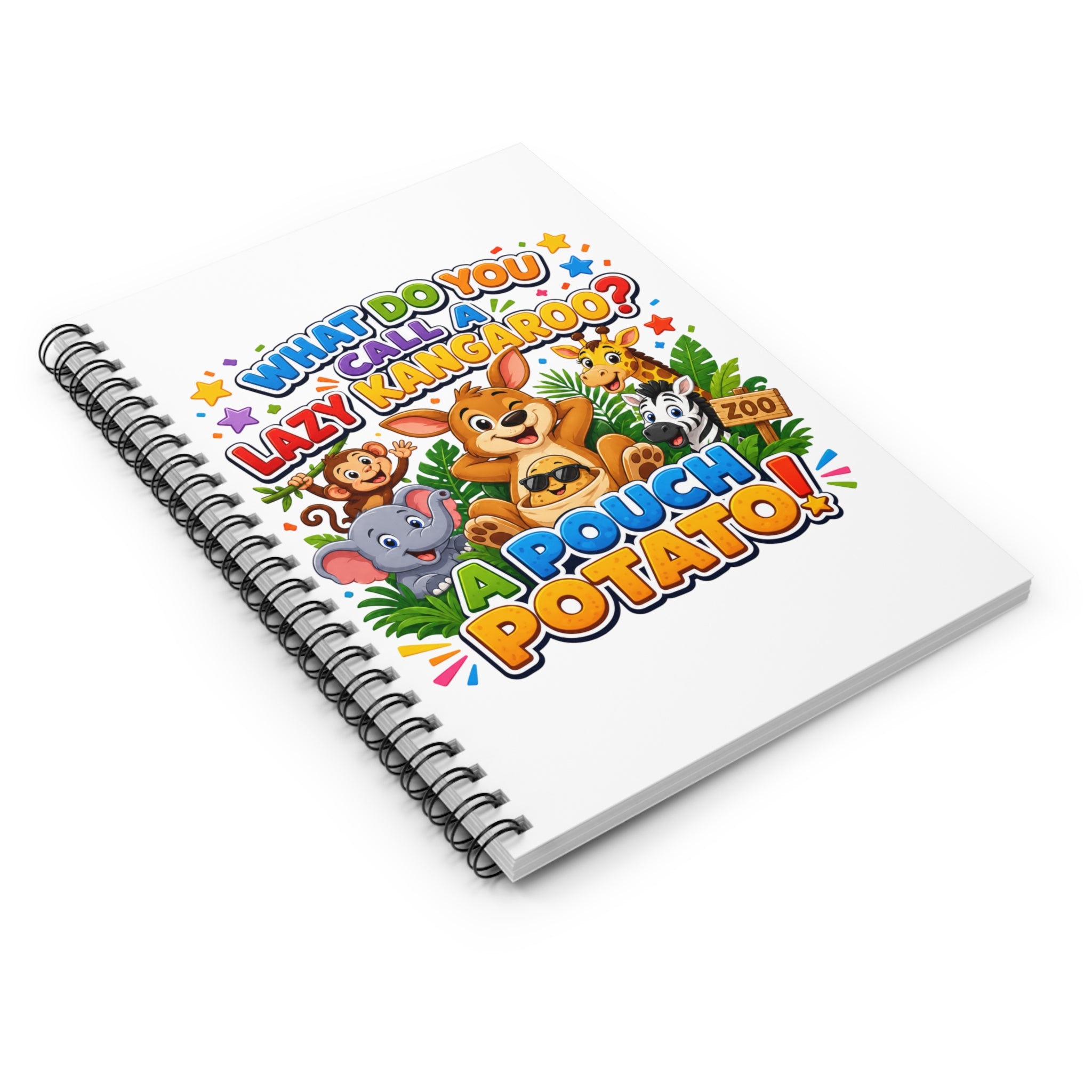 Lazy Kangaroo Pouch Potato Spiral Notebook | Ruled Journal