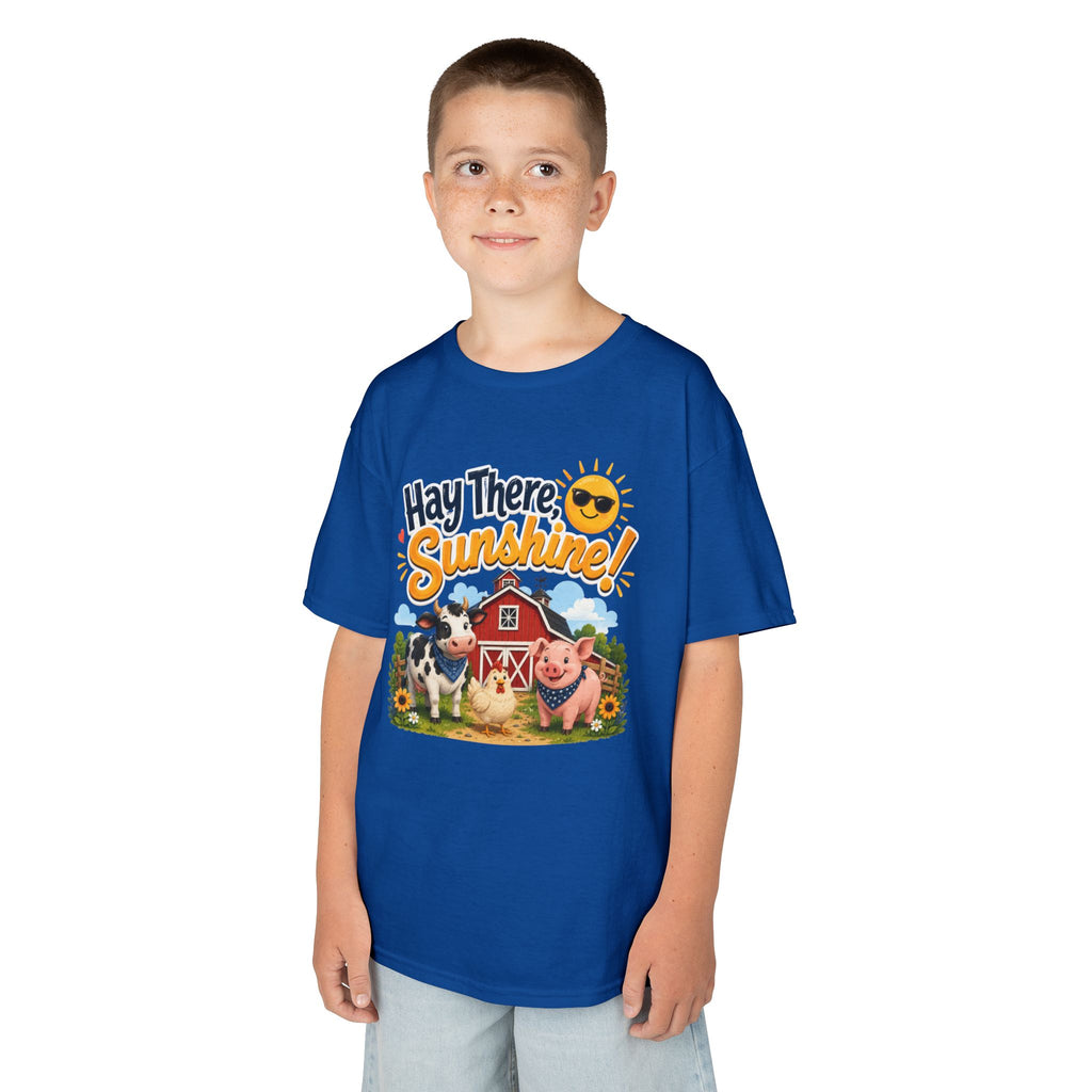 Kids Tee — "Hay There, Sunshine!" Farm Animal Graphic