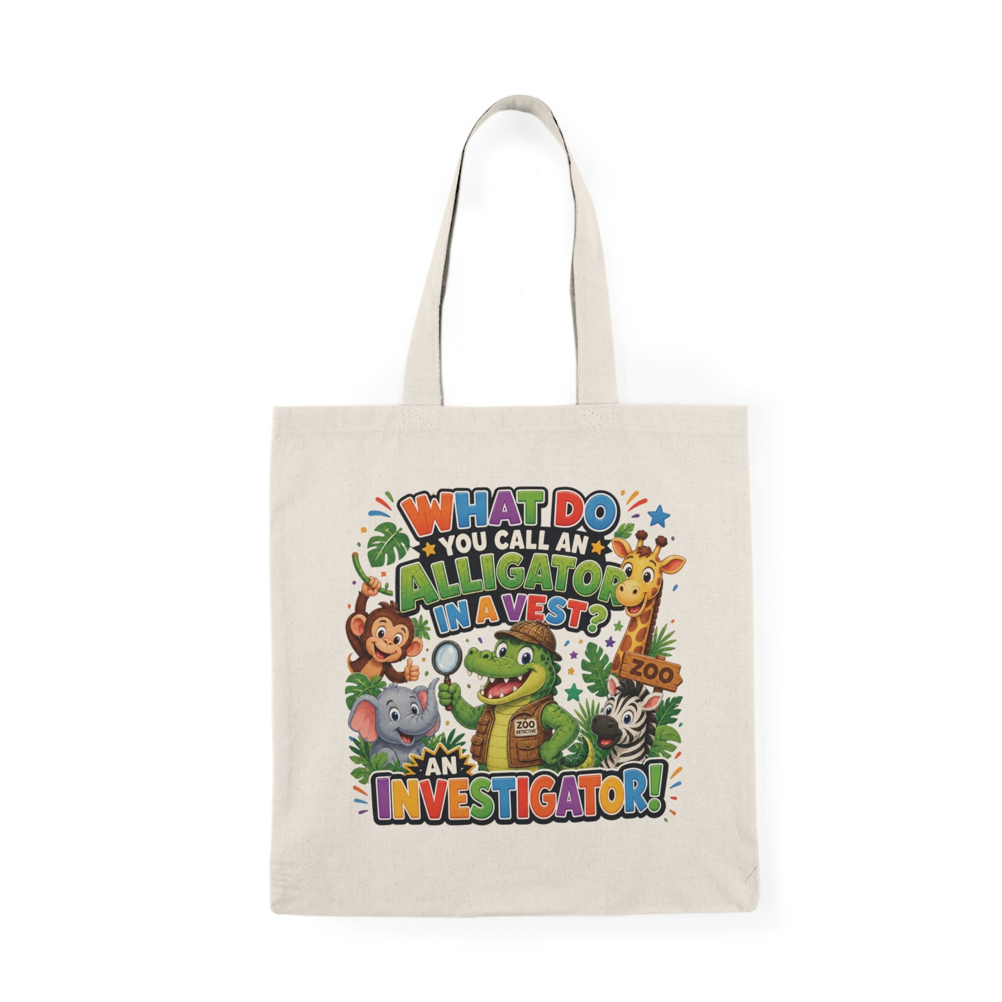 Alligator Investigator Tote Bag | Cute Jungle Animals, Kid Joke Design