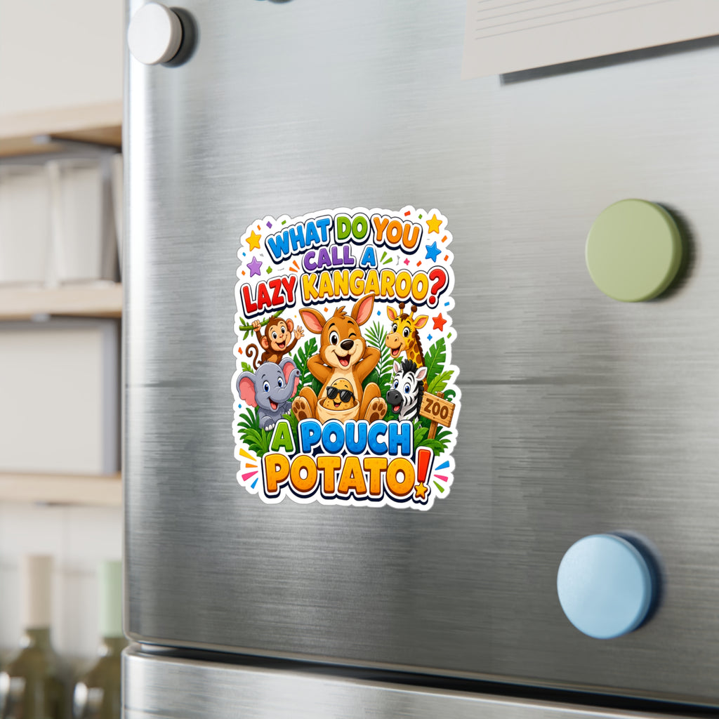 What Do You Call A Lazy Kangaroo? A Pouch Potato Sticker | Kiss-Cut Vinyl Decal