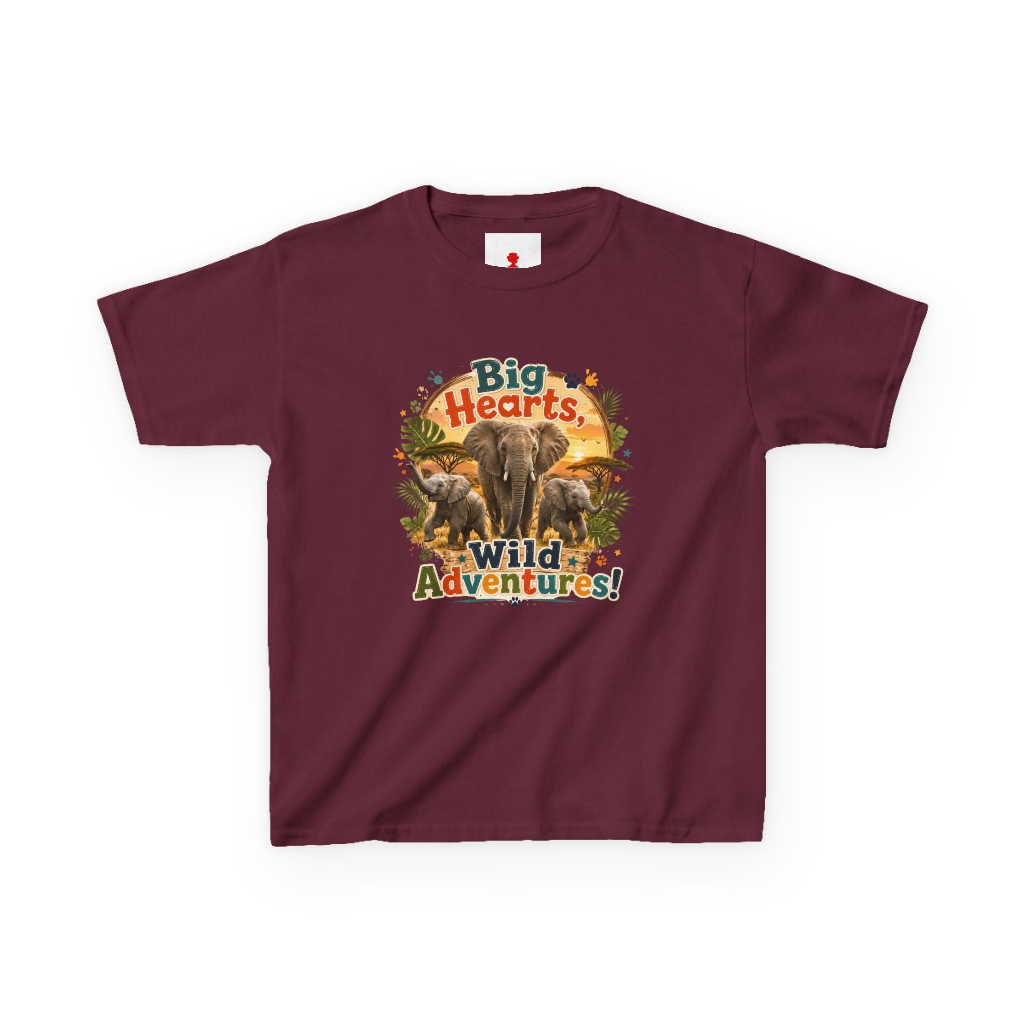 Kids T-Shirt — “Big Hearts, Wild Adventures!” Elephant Safari Shirt for Kids, Cute Animal Adventure Tee