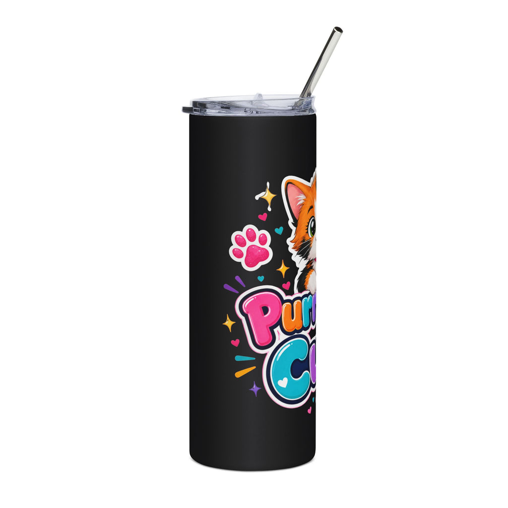 20oz Stainless Tumbler — "Purr-fectly Cute" Calico Kitten Travel Cup