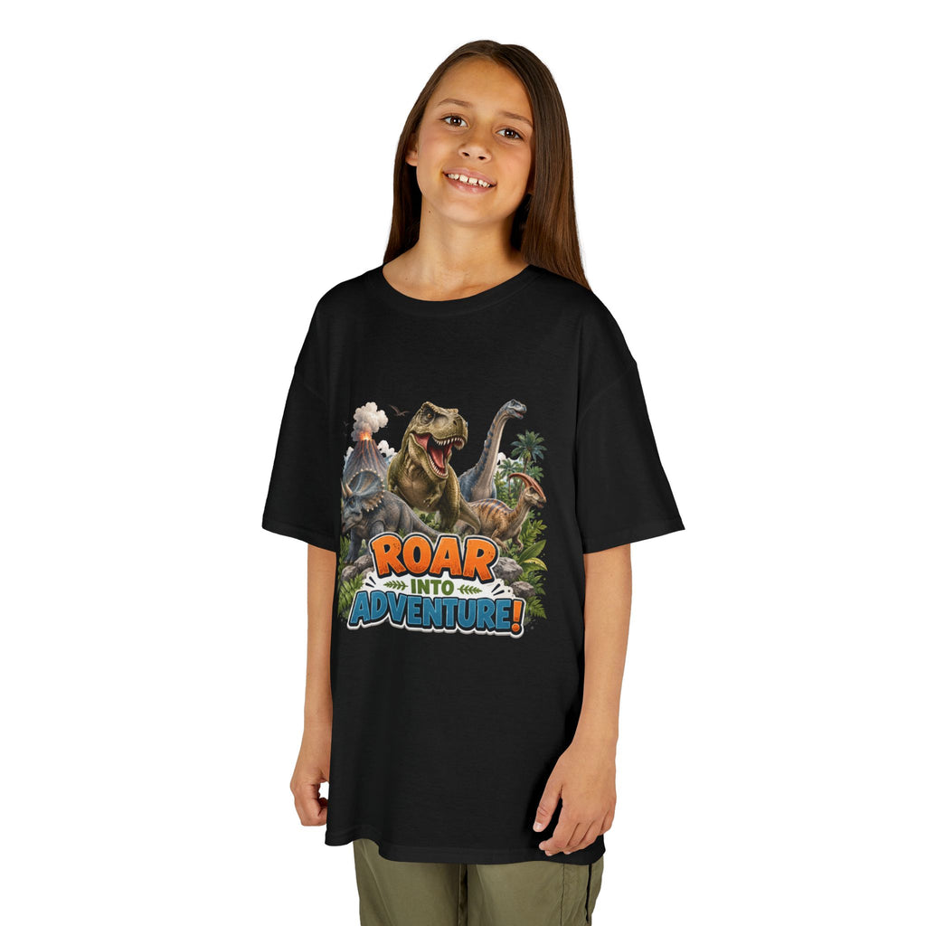 Kids Dinosaur Tee - "Roar Into Adventure" Graphic Shirt for Boys & Girls