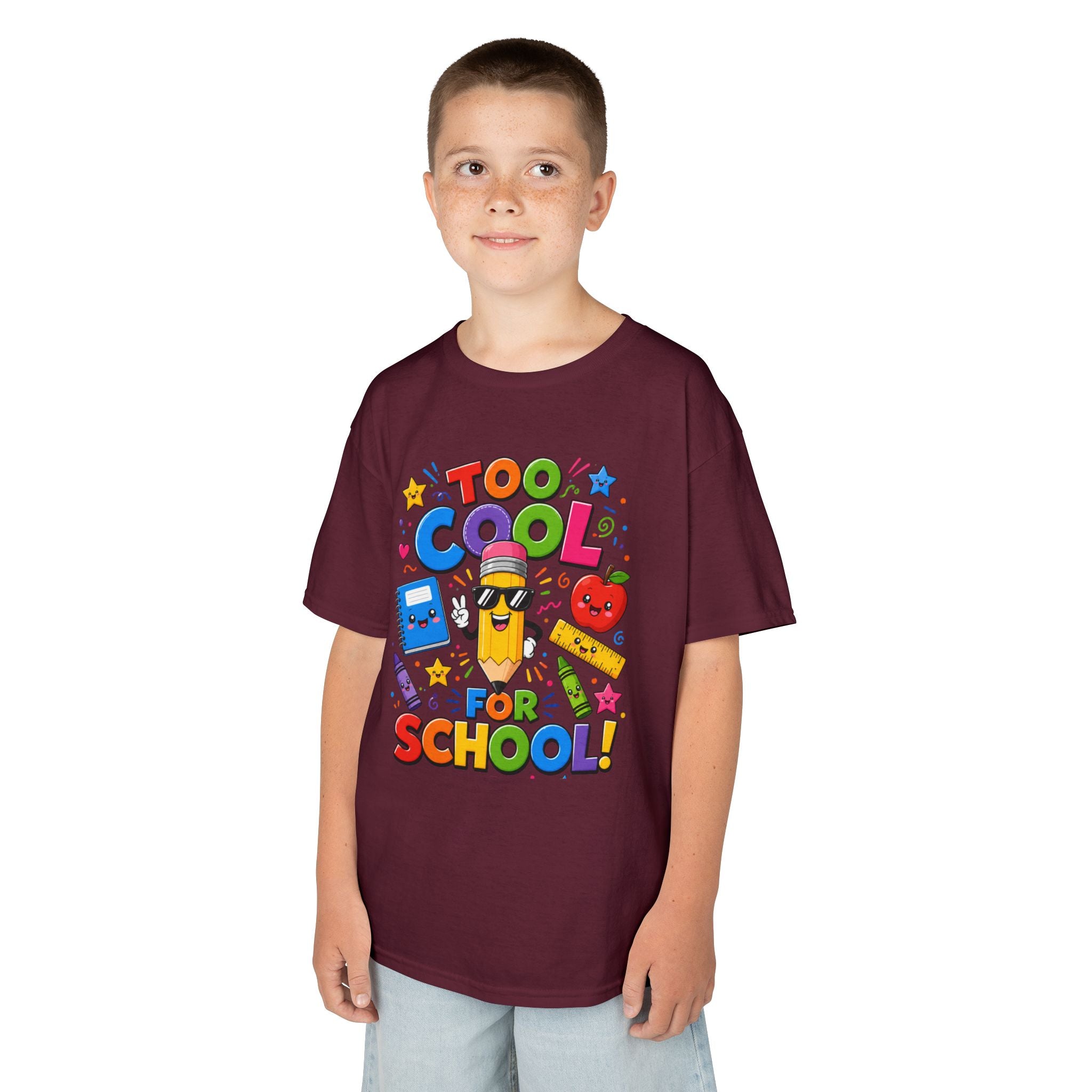 Too Cool For School Kids Tee | Cute Pencil School Supplies Back to School