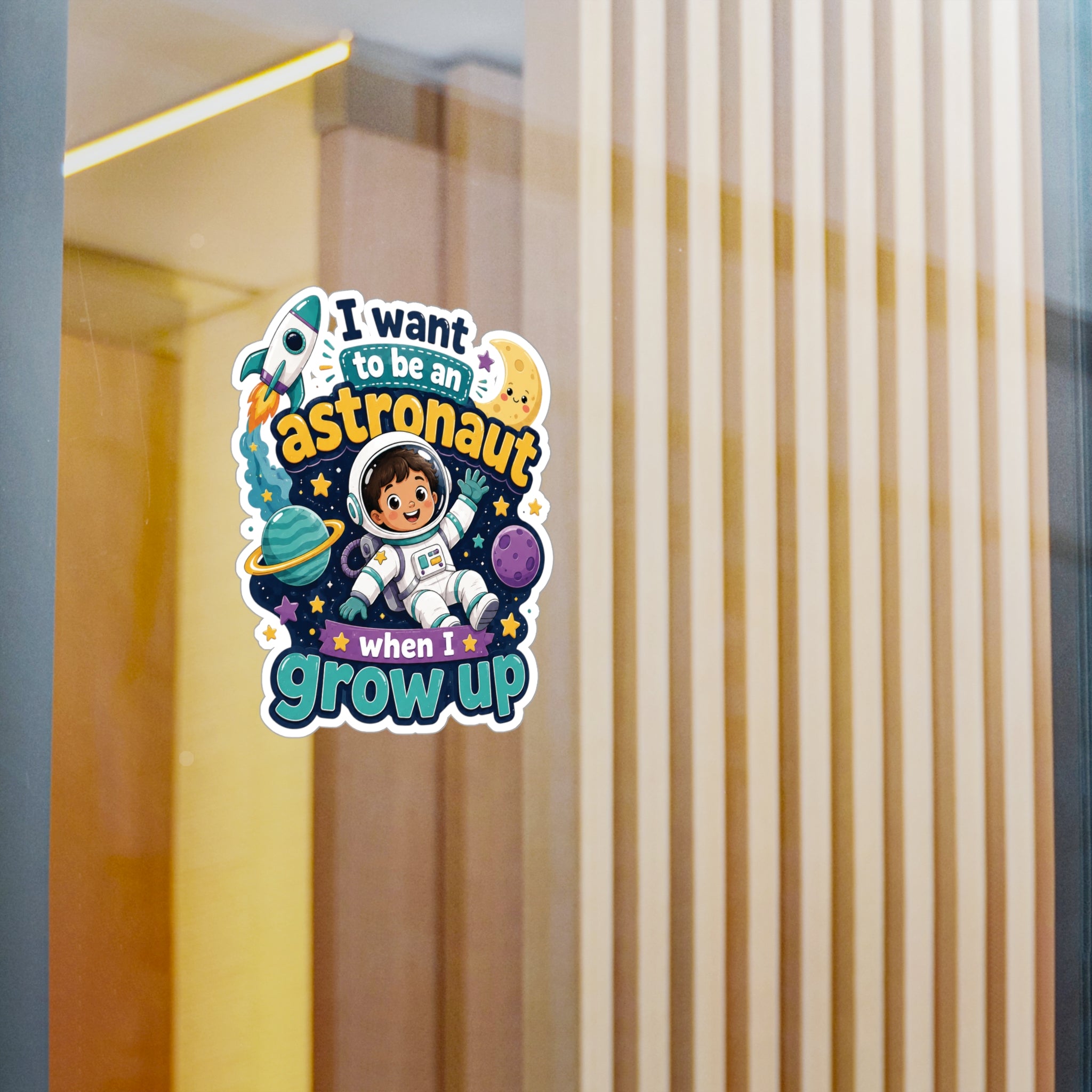 Astronaut Kids Sticker — "I Want to Be an Astronaut When I Grow Up" Kiss-Cut Vinyl Decal