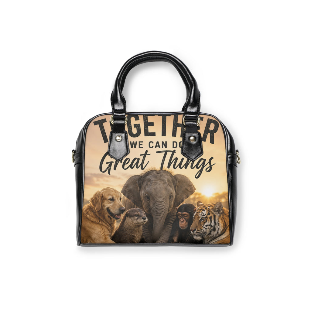 Shoulder Handbag — "Together We Can Do Great Things" Animal Friends Tote