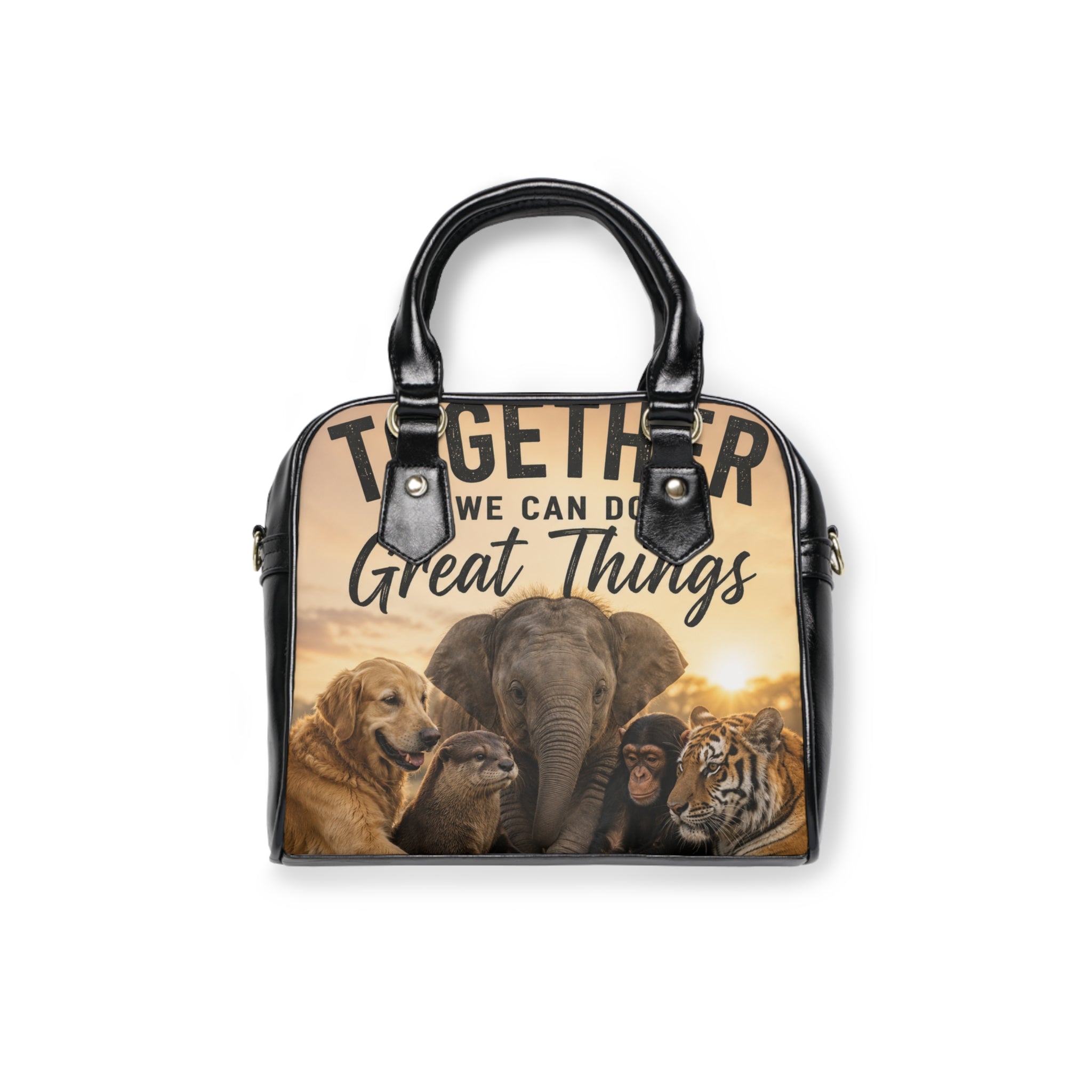 Shoulder Handbag — "Together We Can Do Great Things" Animal Friends Tote