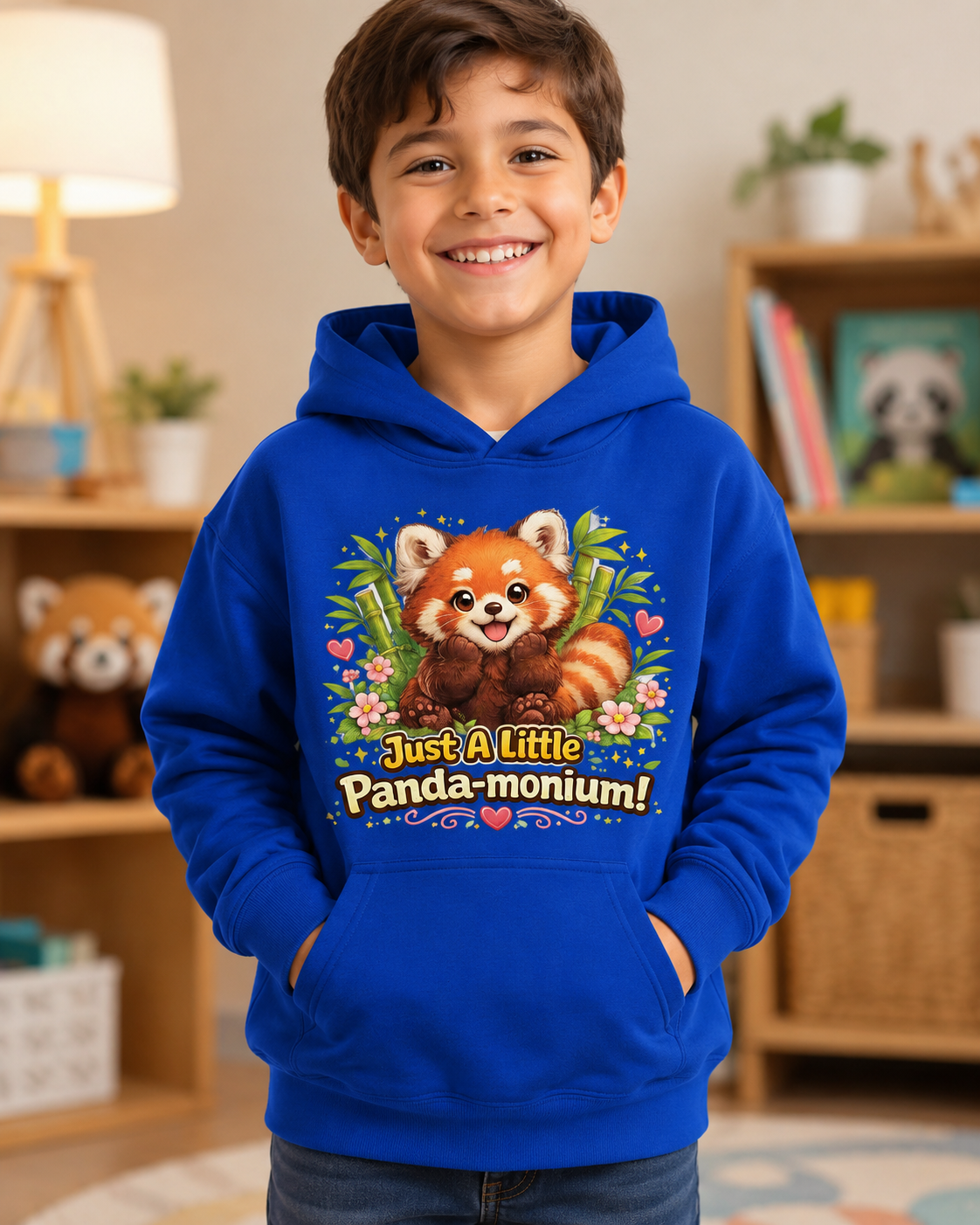 Red Panda Illustration Kids Hoodie | Just A Little Panda-monium, Cute Animal Shirt