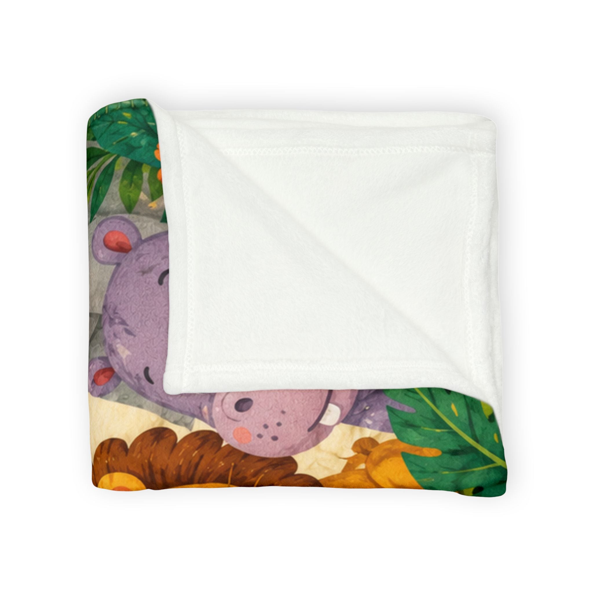 Cute Jungle Animals Baby Blanket | Safari Lion Elephant Giraffe Zebra