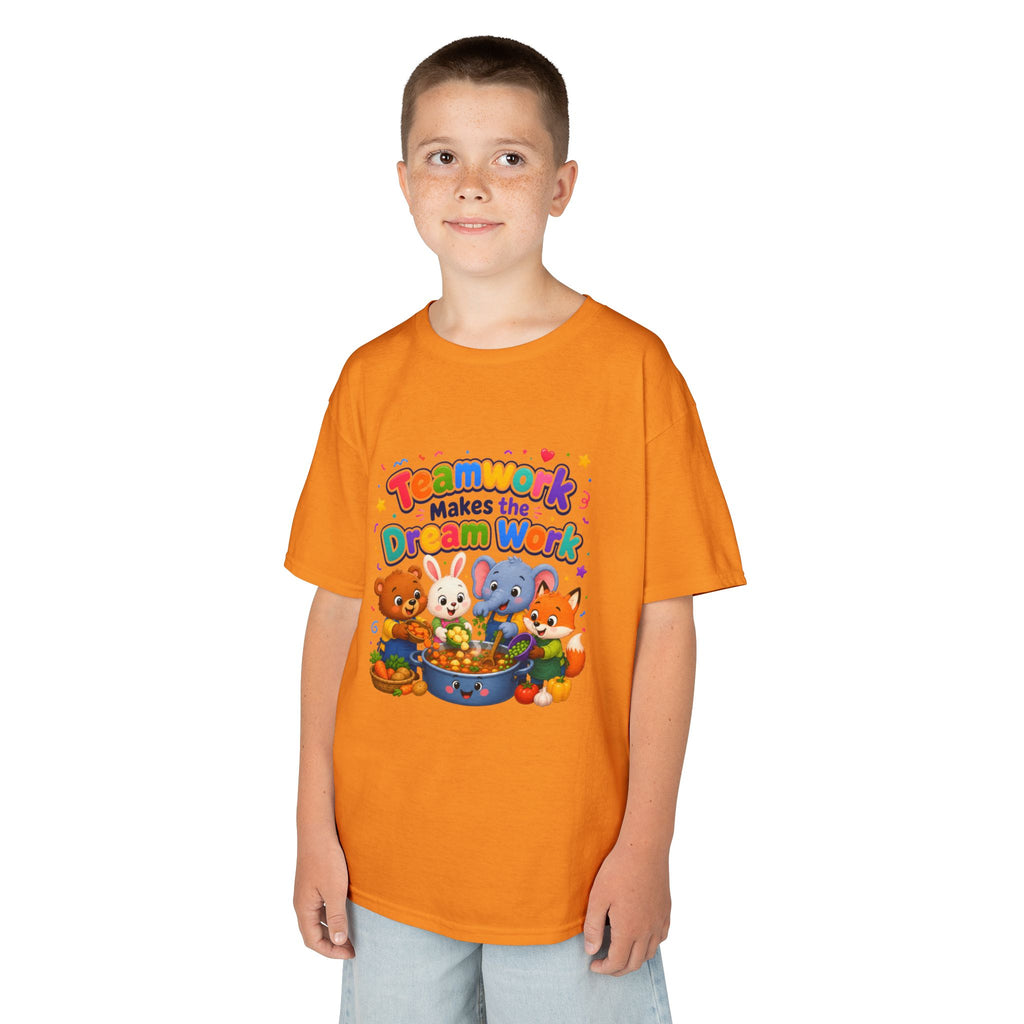 Kids Tee — “Teamwork Makes the Dream Work” Cute Animal Classroom Shirt