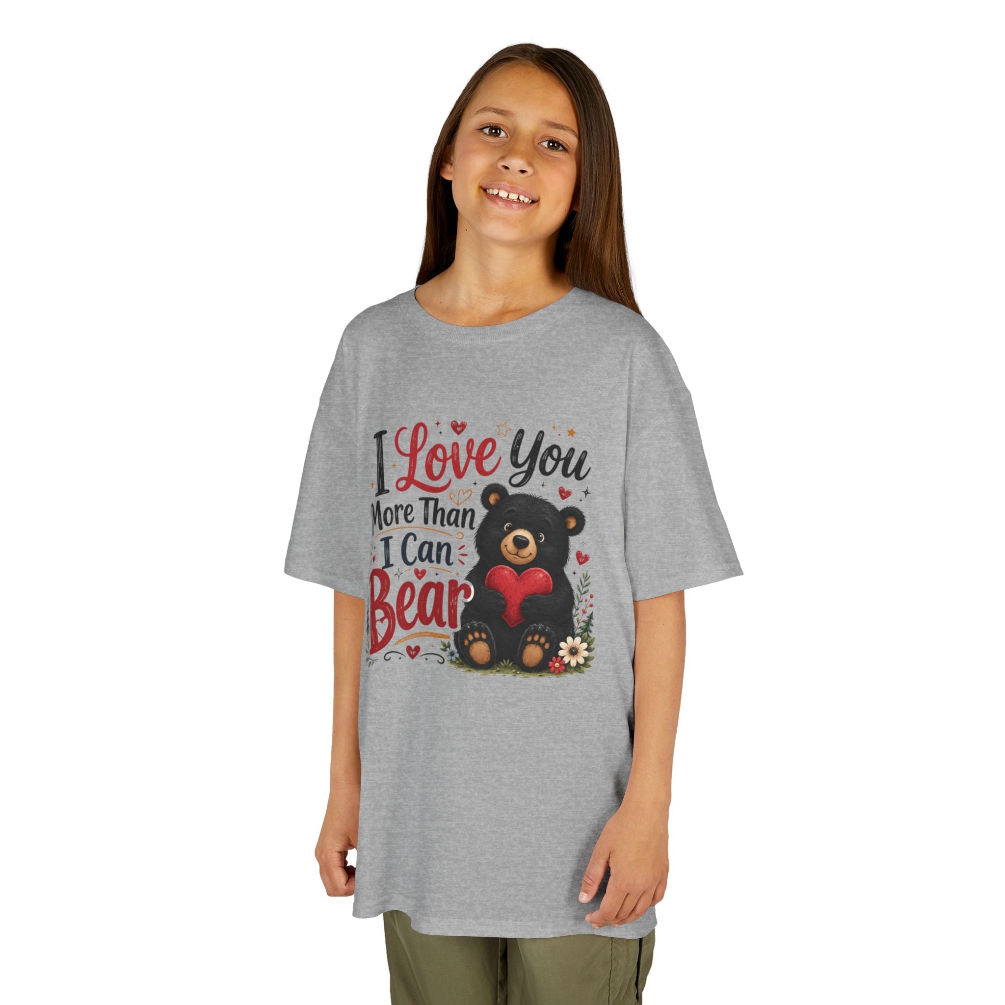 Kids T-Shirt - "I Love You More Than I Can Bear" Cute Bear Valentine Tee