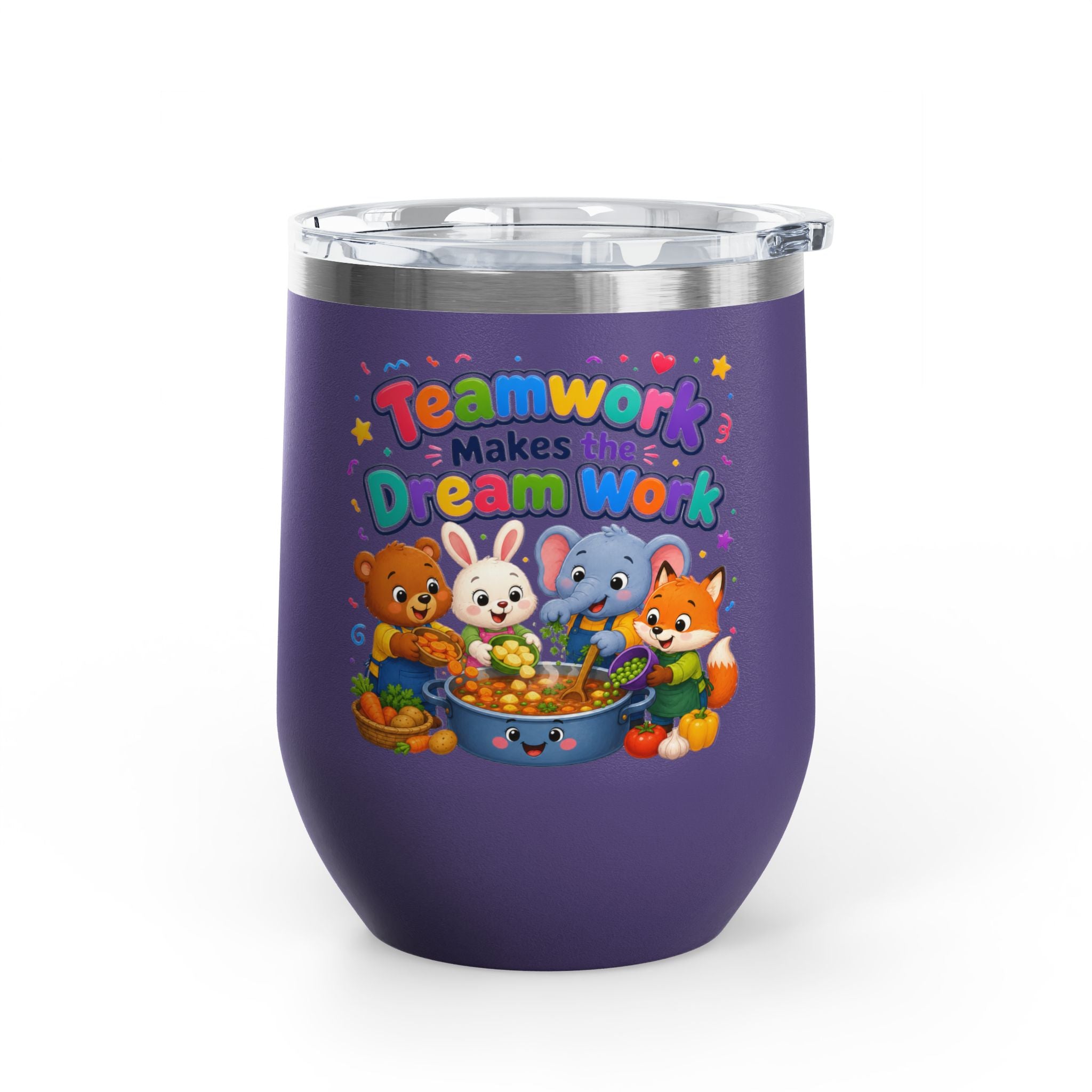 Teamwork Makes the Dream Work Tumbler — 12oz Kids' Cartoon Animal Travel Cup