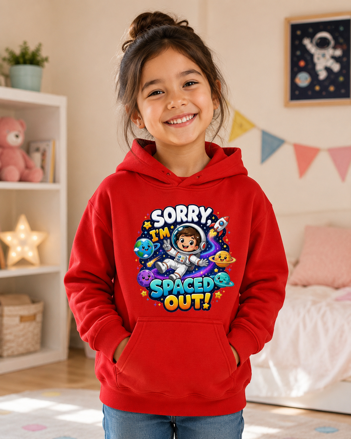 Sorry I’m Spaced Out Kids Hoodie — Cute Space Astronaut Sweatshirt for Children