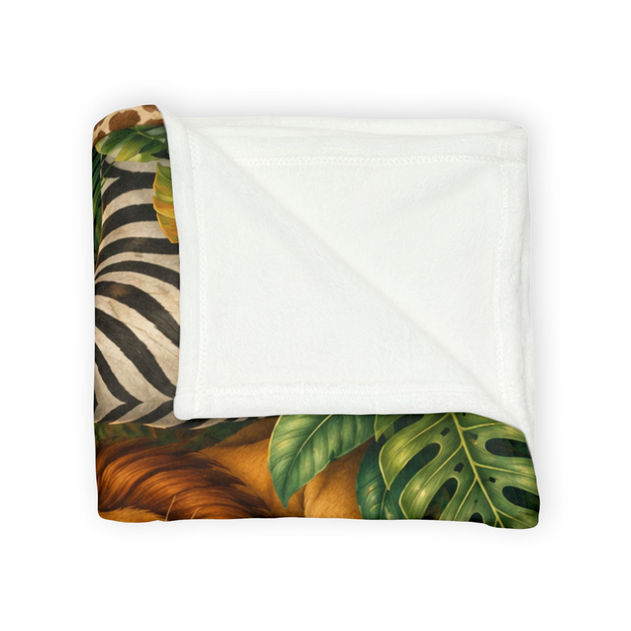 Safari Animal Friends Blanket | Jungle Lion Giraffe Elephant Zebra Monkey Parrot
