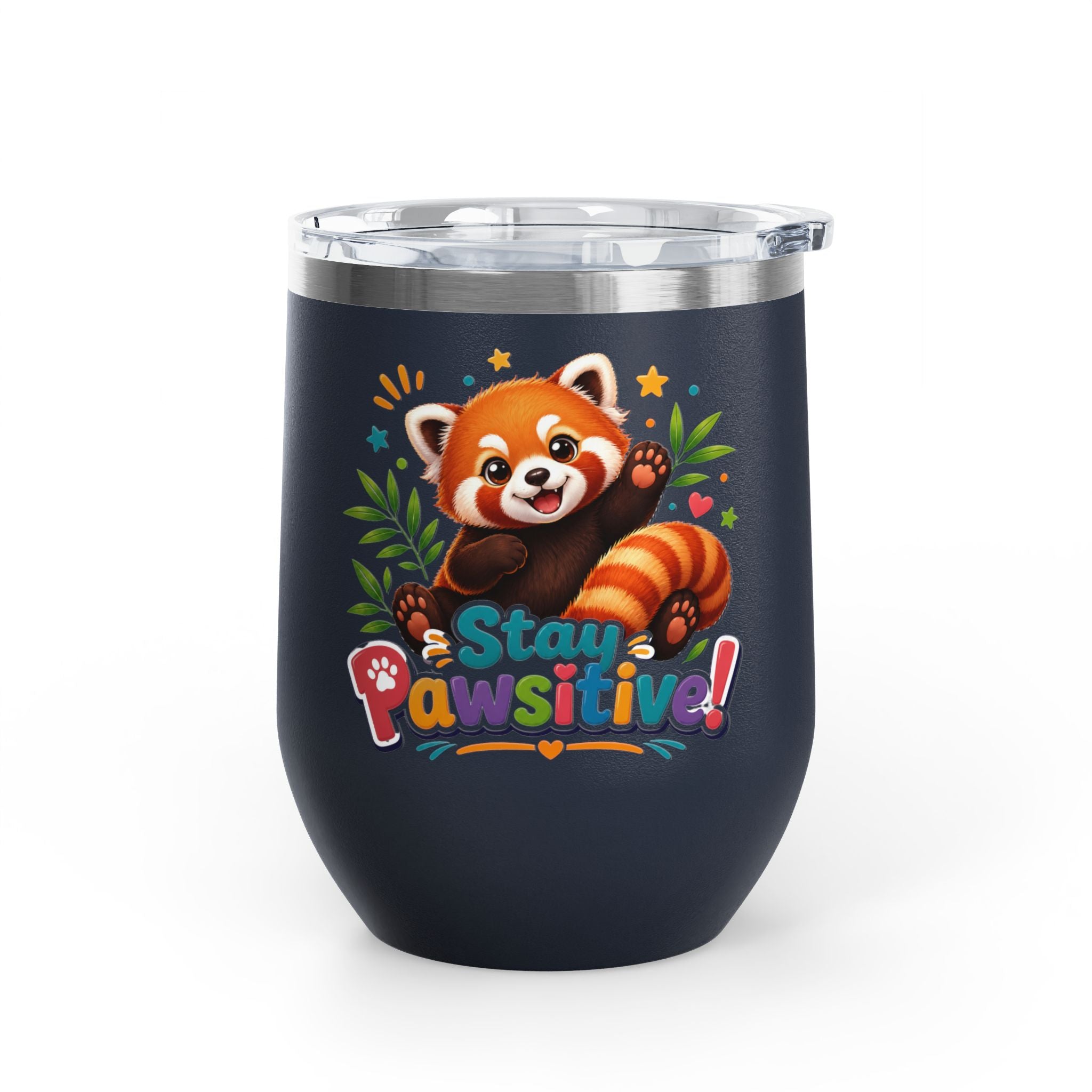 Stay Pawsitive Red Panda Tumbler — 12oz Insulated Cute Animal Gift