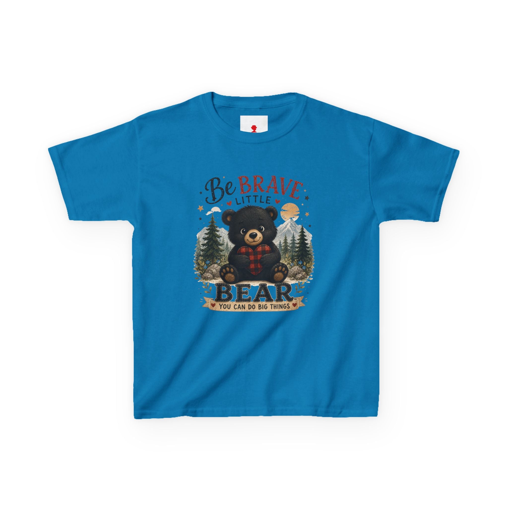 Kids T‑Shirt — "Be Brave Little Bear" Cute Woodland Bear Tee for Children, Inspirational Adventure Gift