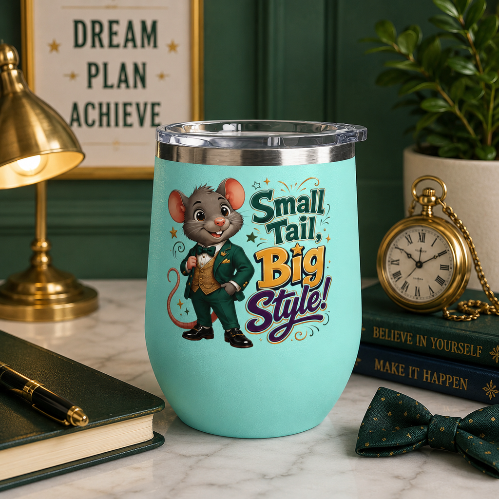 "Small Tail, Big Style!" Cute Mouse 12oz Insulated Cup