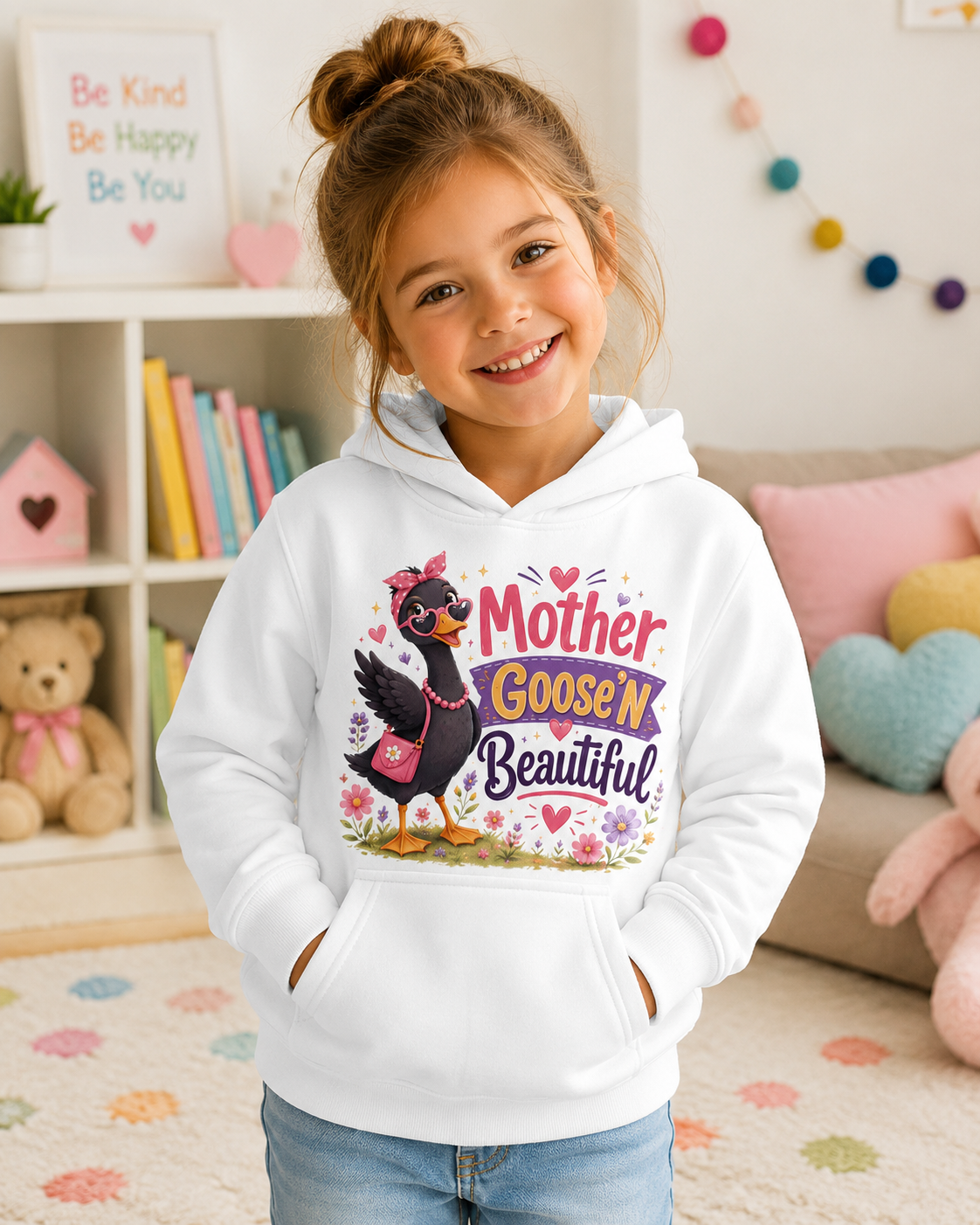 Mother Goose'n Beautiful Kids Hoodie — Cute Nursery Rhyme Goose Graphic Pullover