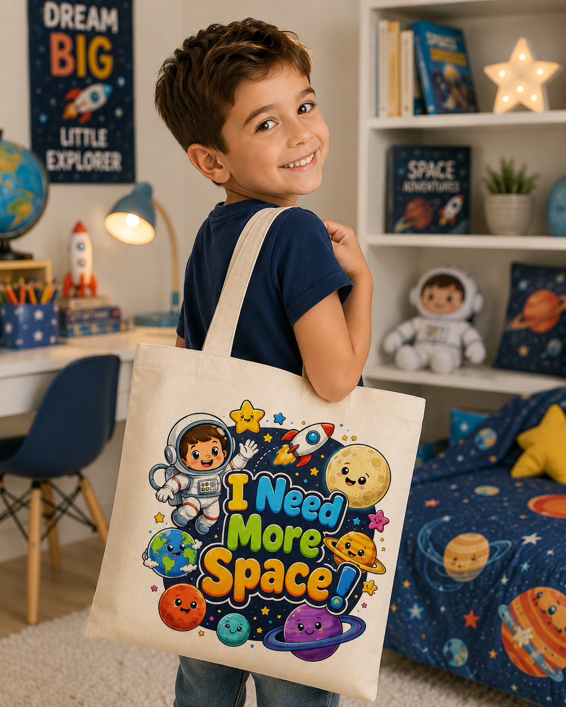 I Need More Space Cute Astronaut Tote Bag