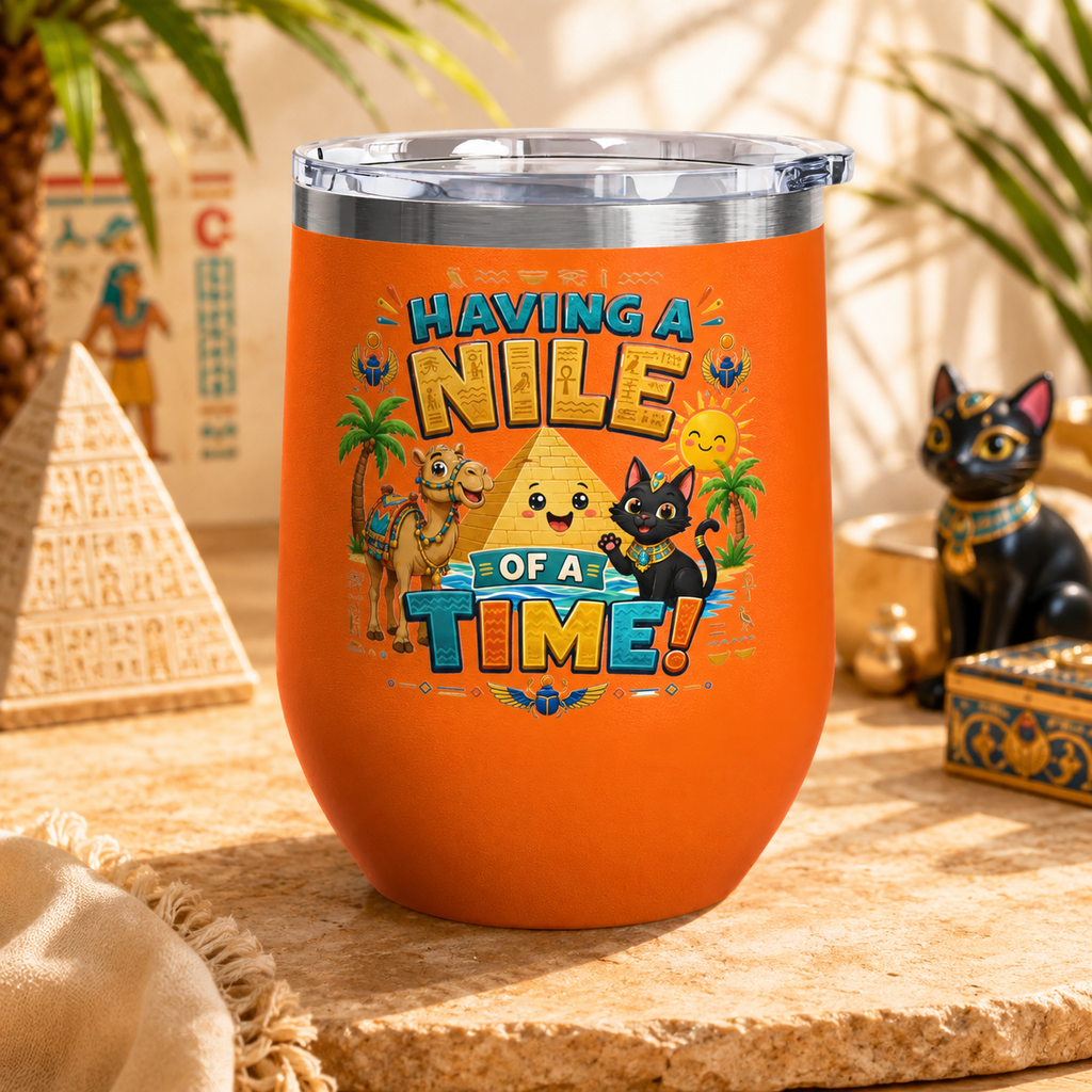 "Having a Nile of a Time" Cute Egyptian Pyramid Cat & Camel 12oz