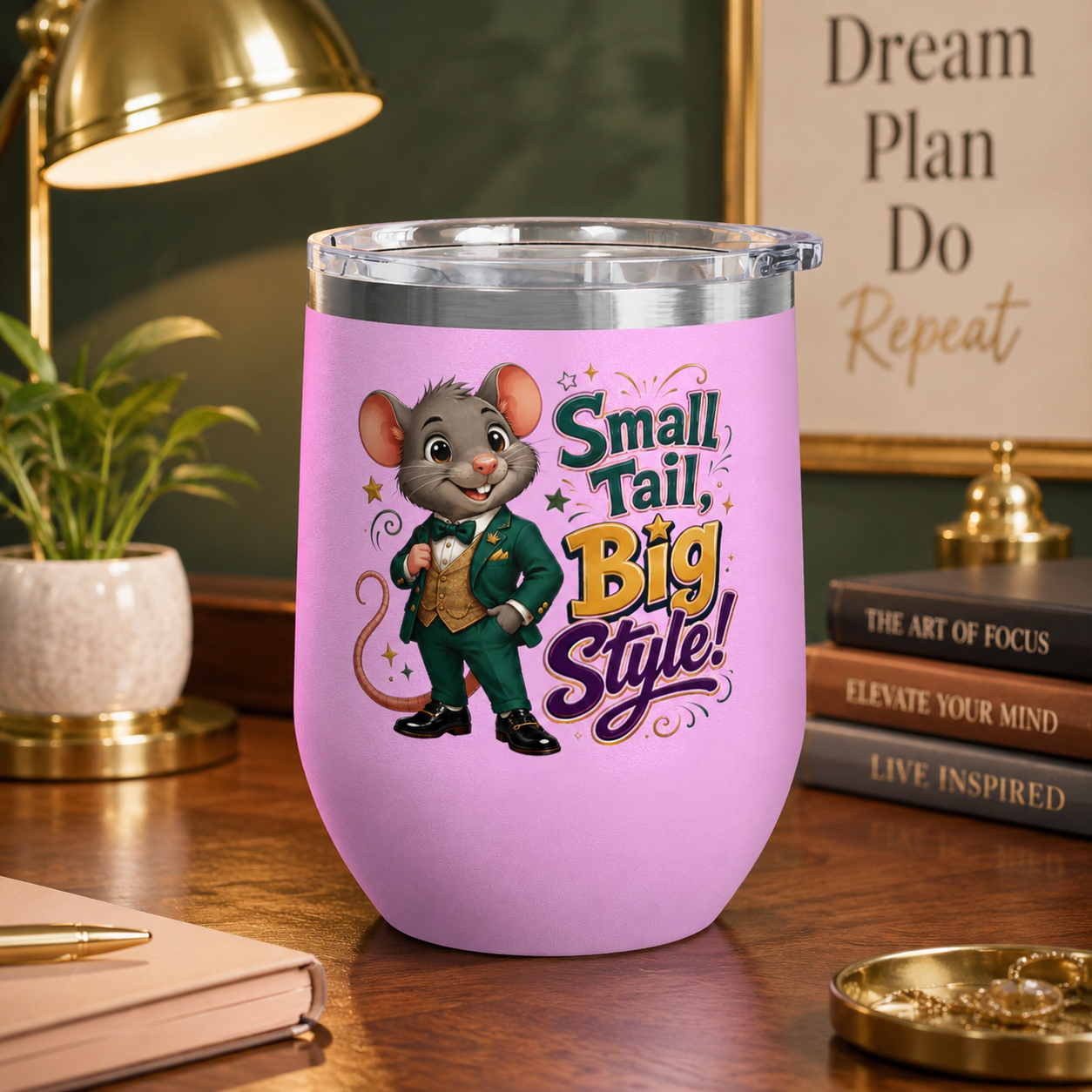 "Small Tail, Big Style!" Cute Mouse 12oz Insulated Cup