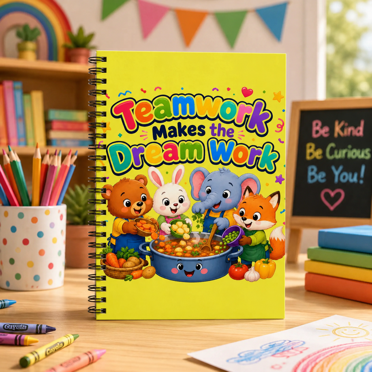 Teamwork Makes the Dream Work Spiral Notebook – Cute Kids Classroom Journal