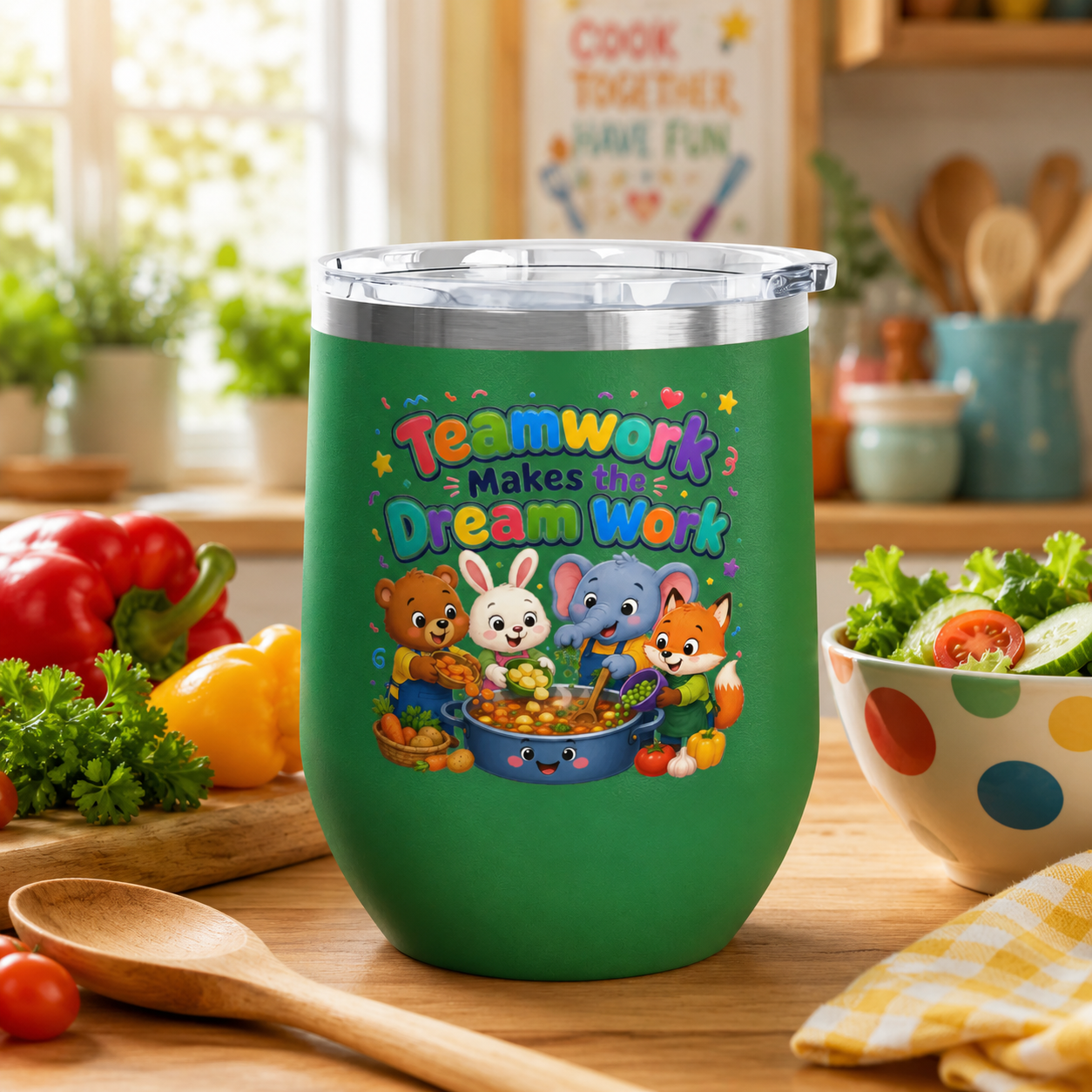 Teamwork Makes the Dream Work Tumbler — 12oz Kids' Cartoon Animal Travel Cup