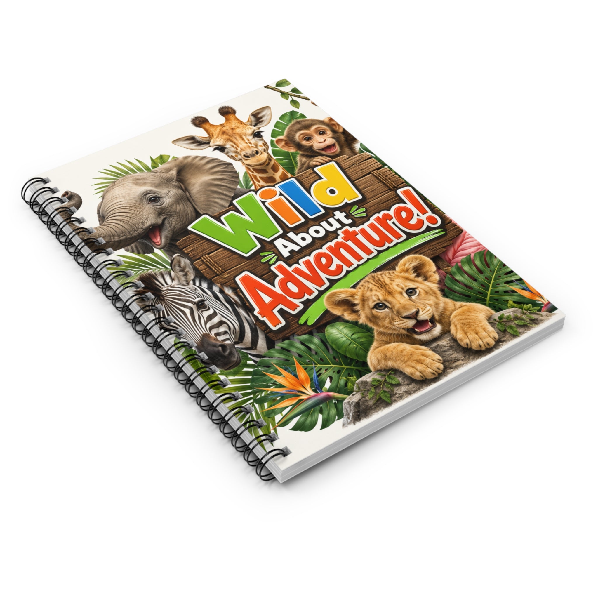 Wild About Adventure! Spiral Notebook — Jungle Animal Kids Journal (Ruled)