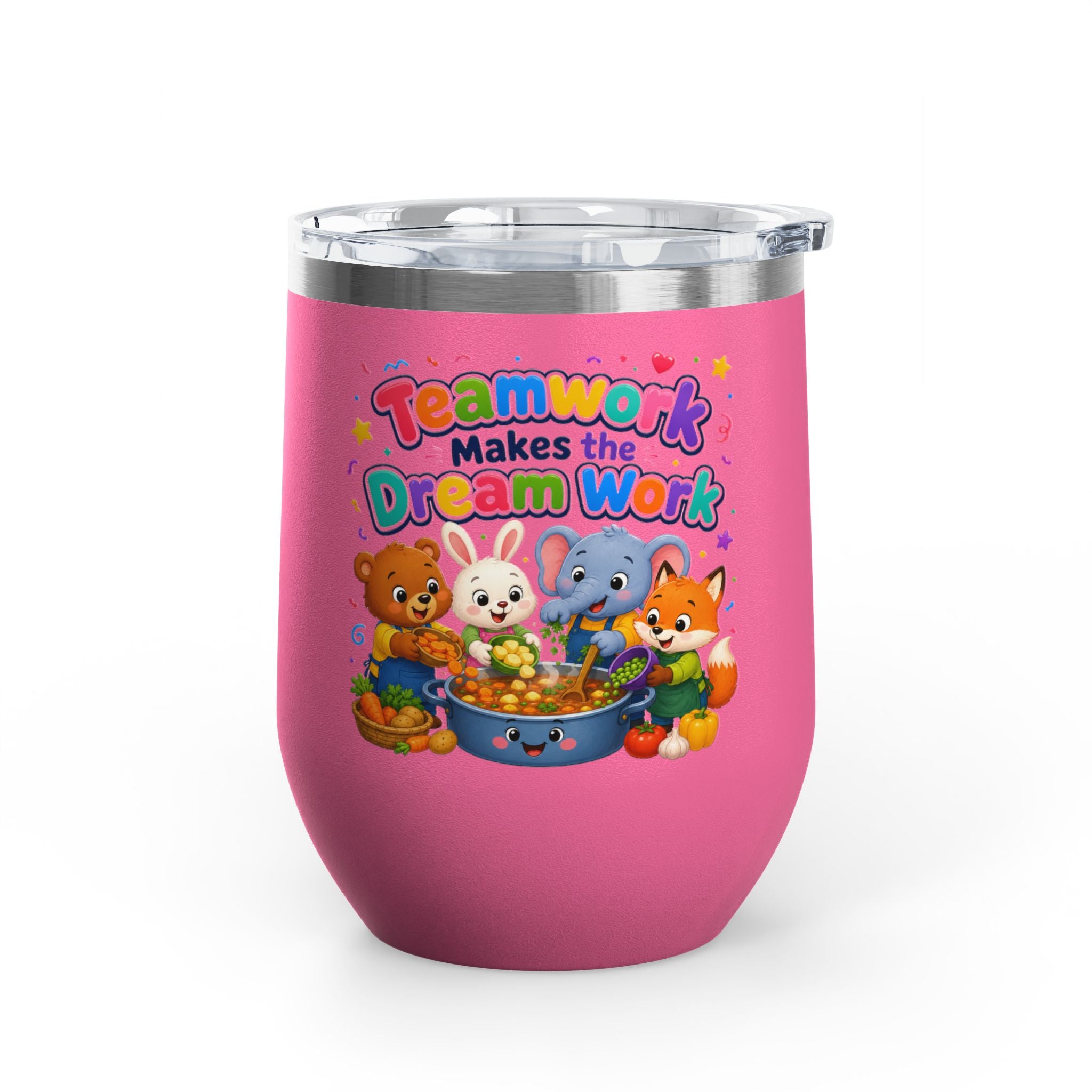 Teamwork Makes the Dream Work Tumbler — 12oz Kids' Cartoon Animal Travel Cup