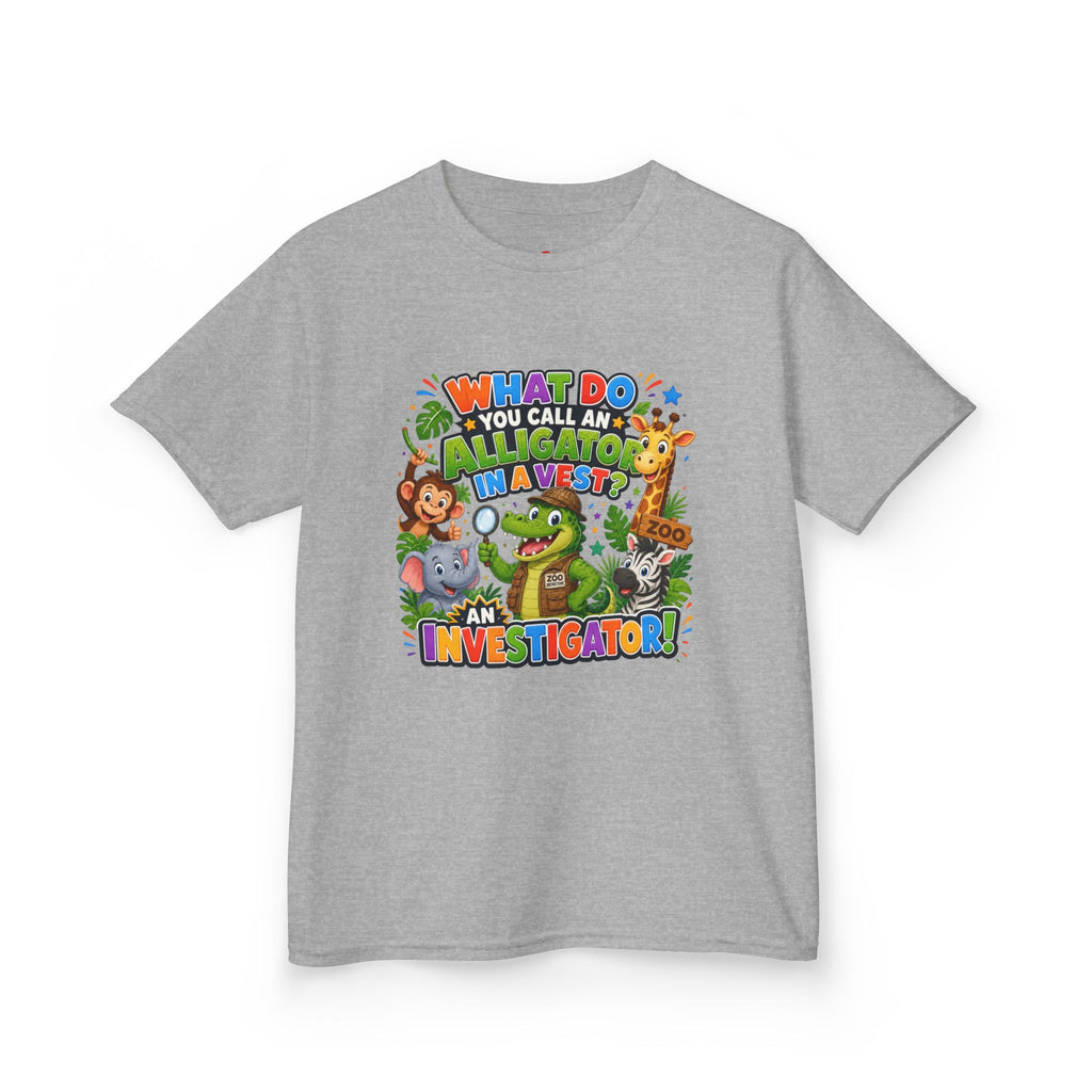 What Do You Call An Alligator? Investigator Kids T-Shirt | Cute Jungle Animals Puzzle
