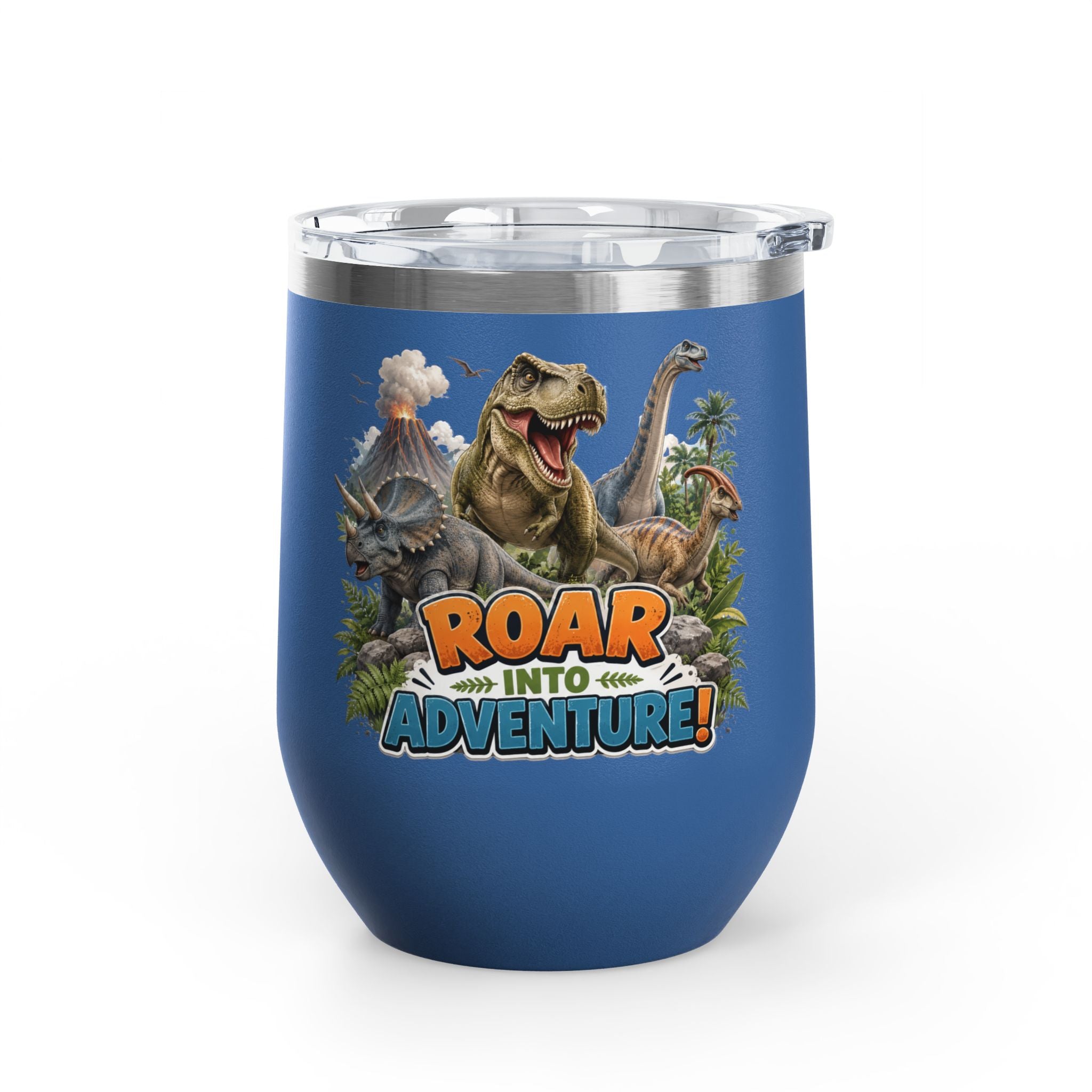 Roar Into Adventure! Dinosaur Tumbler – 12oz Stainless Steel Travel Cup