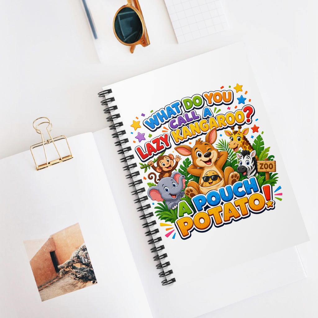 Lazy Kangaroo Pouch Potato Spiral Notebook | Ruled Journal