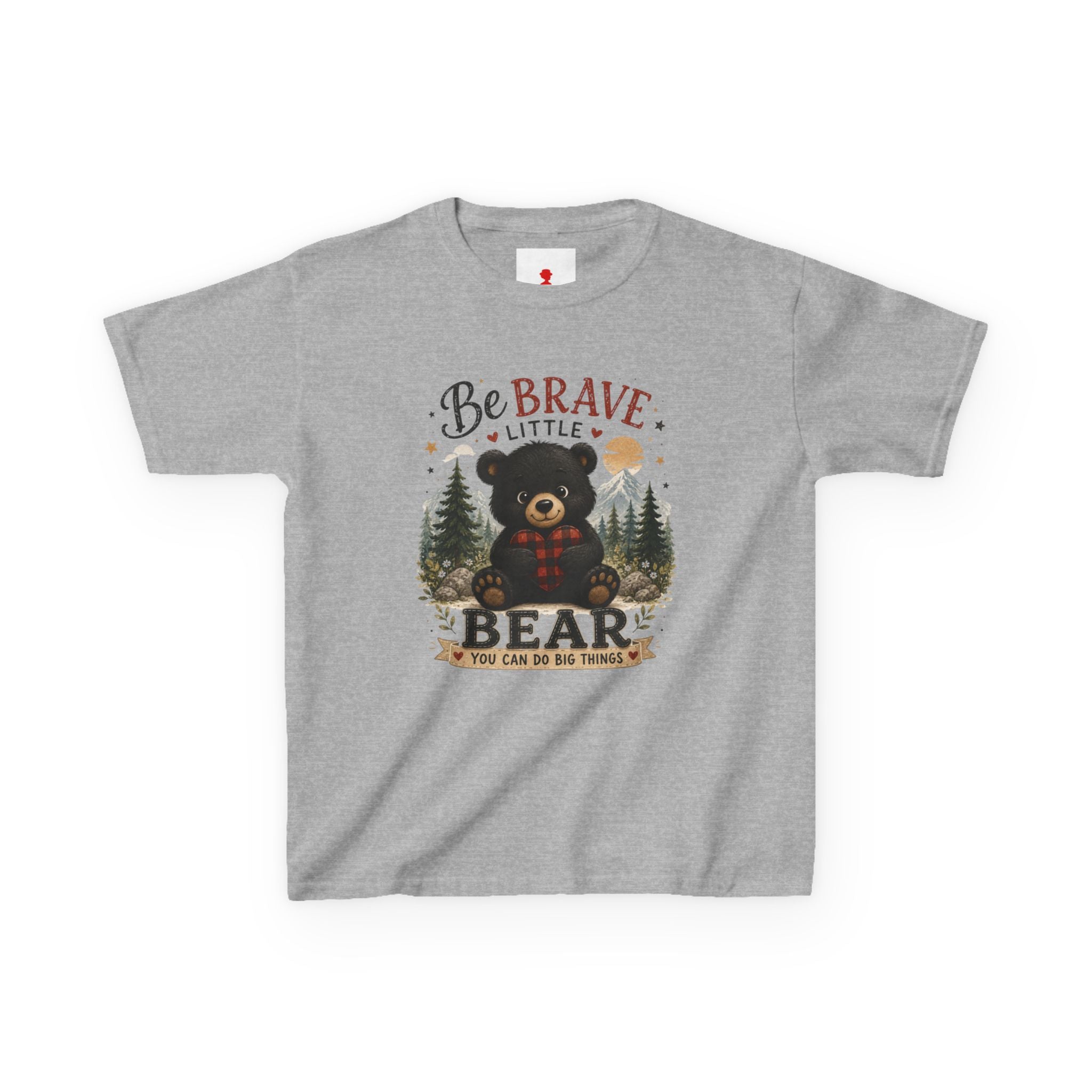 Kids T‑Shirt — "Be Brave Little Bear" Cute Woodland Bear Tee for Children, Inspirational Adventure Gift