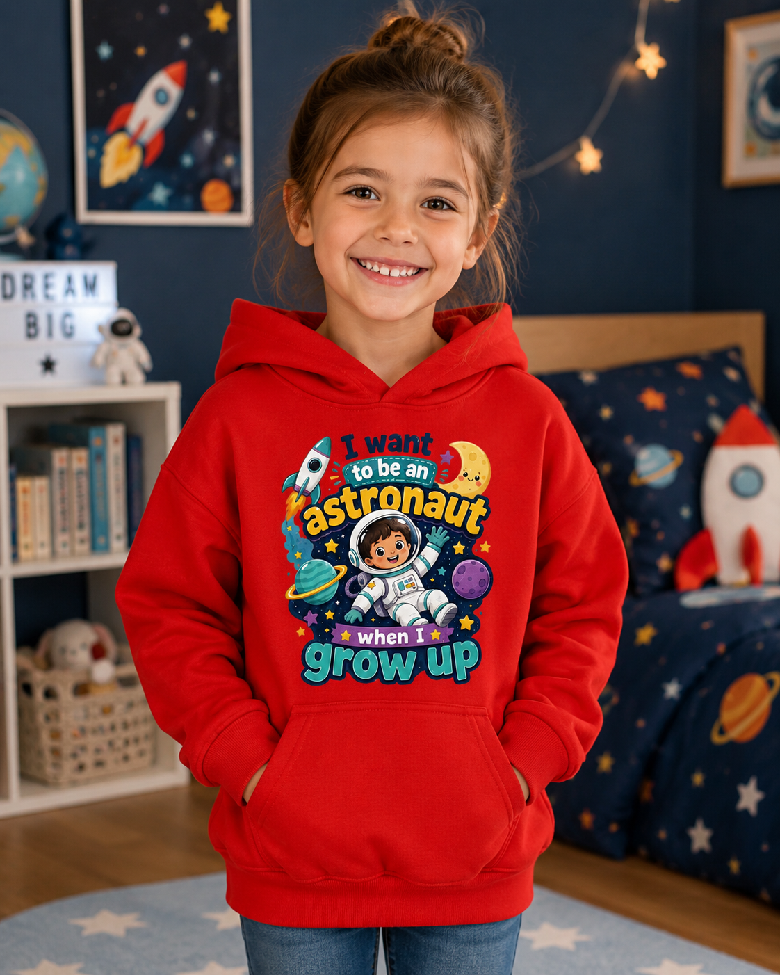 I Want to Be an Astronaut Kids Hoodie — Space Dreamer Graphic Hoodie for Boys & Girls