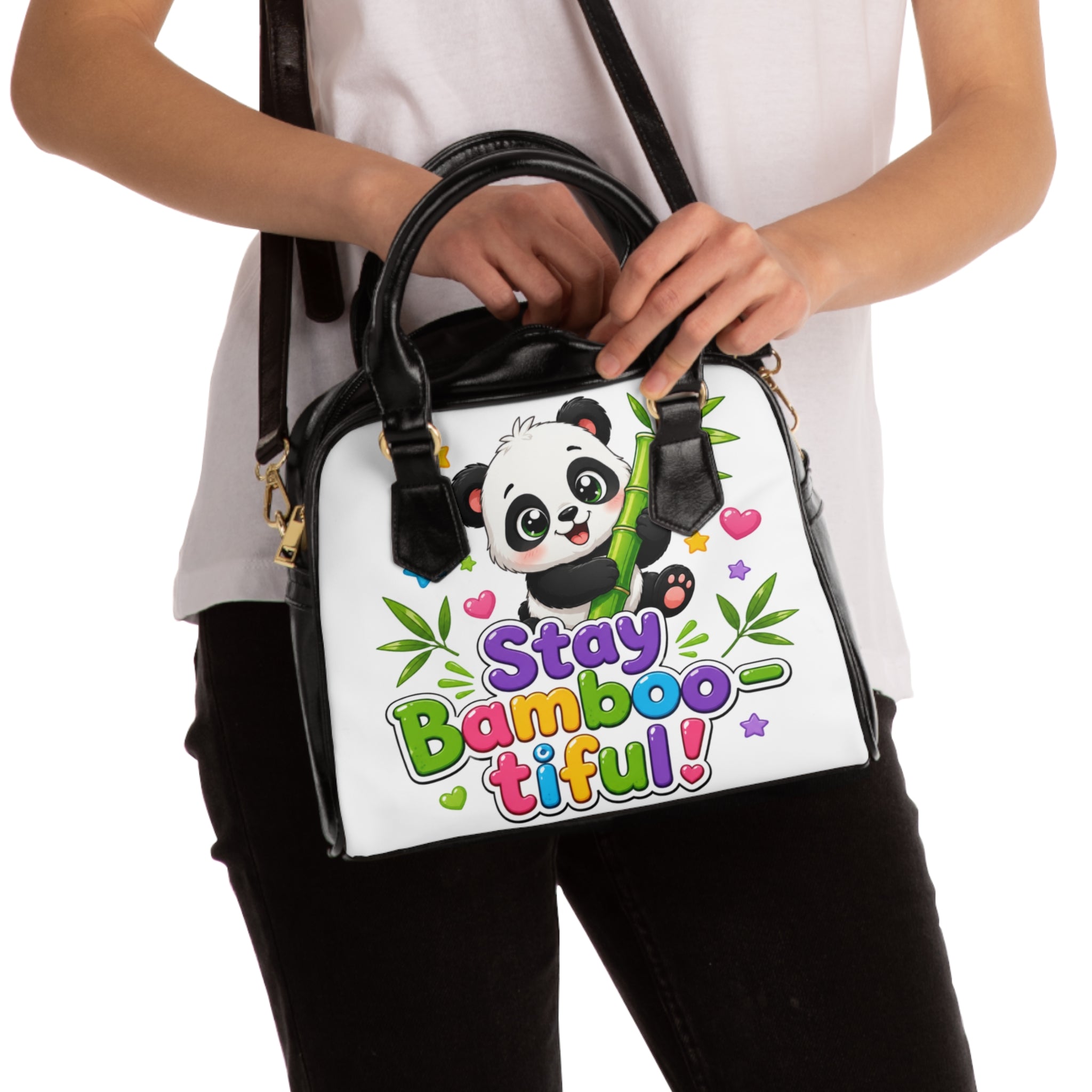 Stay Bamboootiful Panda Shoulder Handbag — Cute Bamboo Tote for Kids & Animal Lovers