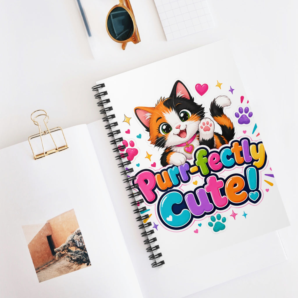 Purr-fectly Cute! Cat Spiral Notebook — Ruled Journal for Kids & Cat Lovers