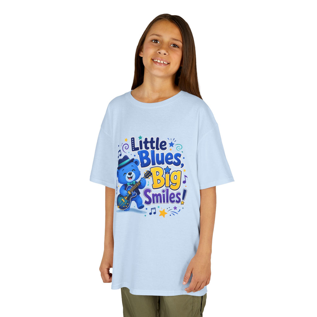 Kids Tee — "Little Blues, Big Smiles!" Guitar-Bear Graphic