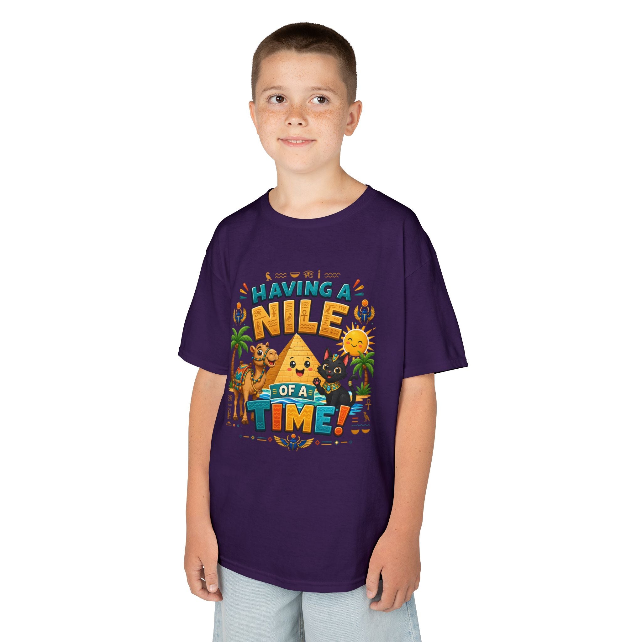 Having a Nile of a Time Kids Tee | Camel Pyramid Desert Cartoon