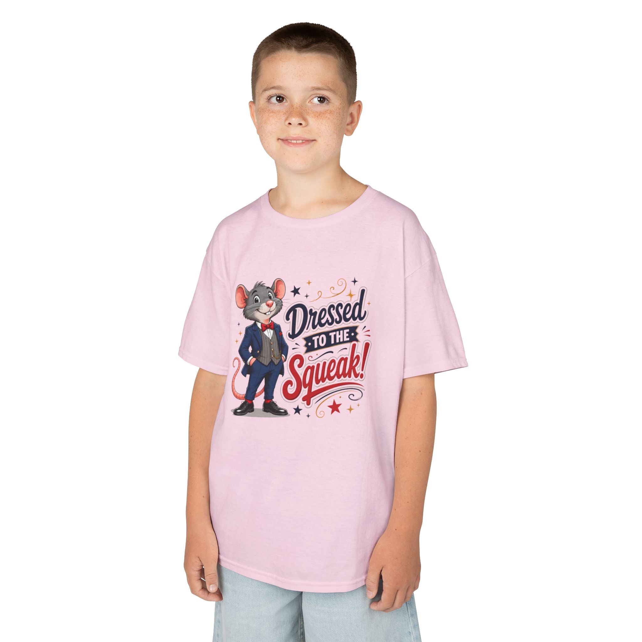 Kids Tee — "Dressed to the Squeak" Cartoon Mouse Graphic