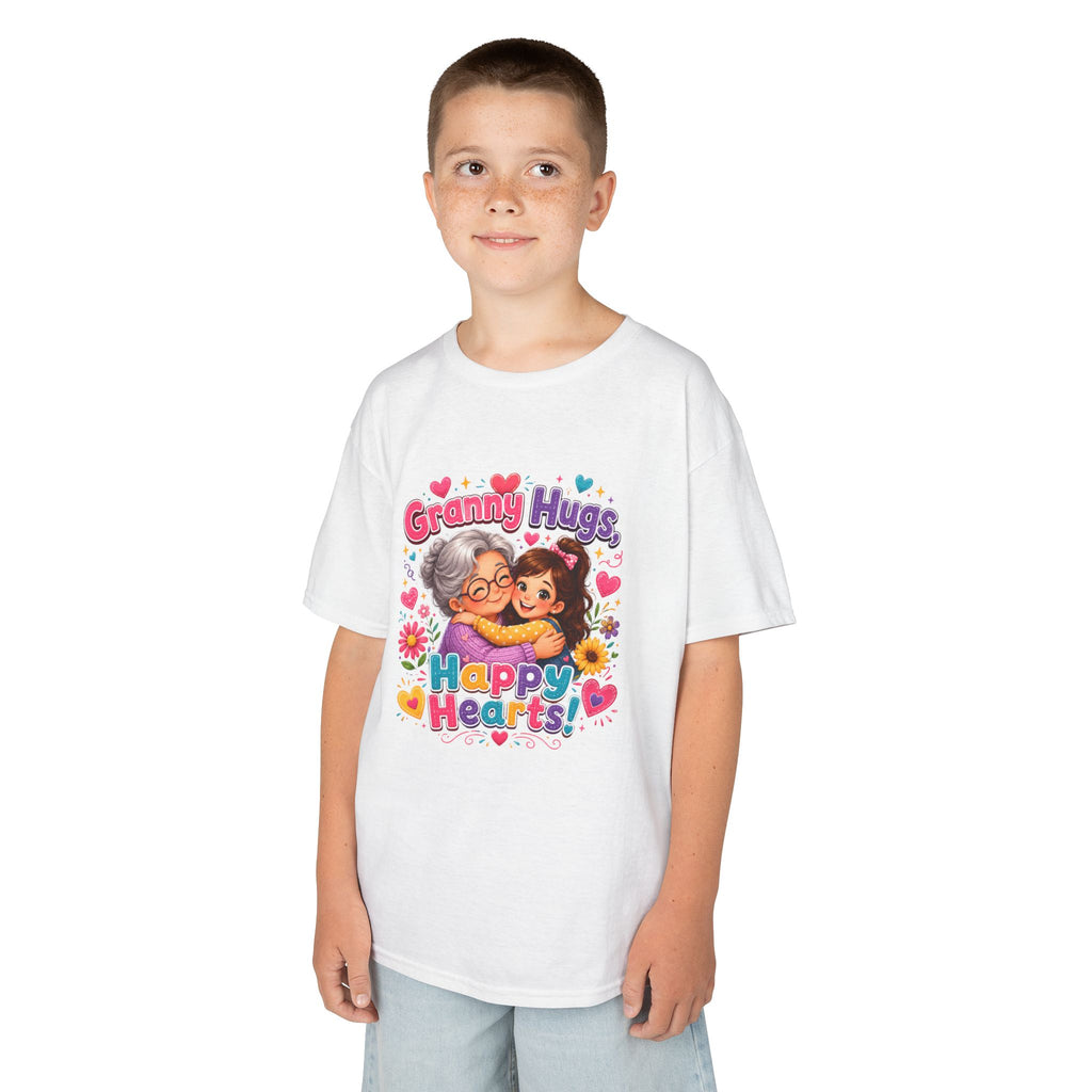 Granny Hugs Happy Hearts Tee | Grandma Grandchild Cute Illustration