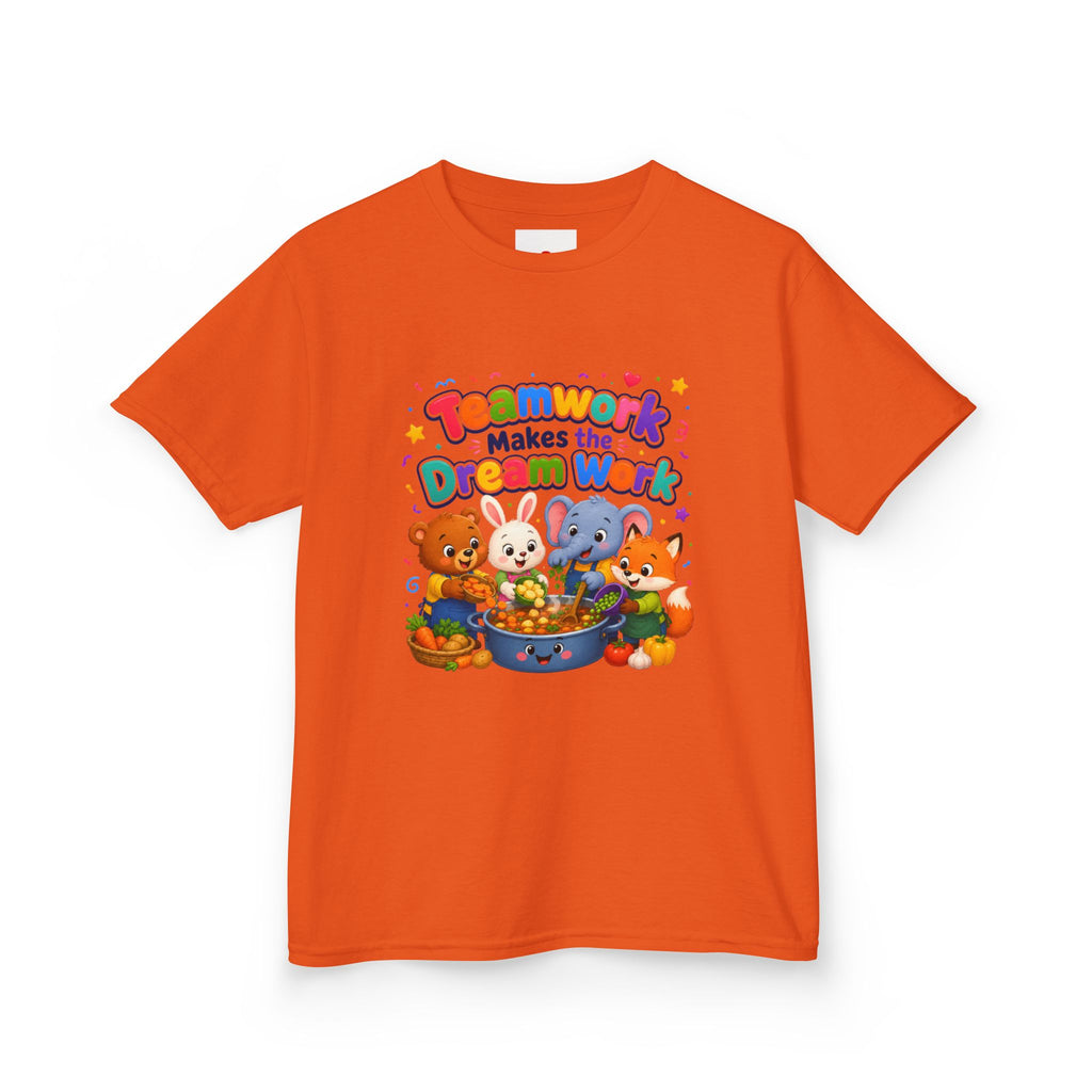 Kids Tee — “Teamwork Makes the Dream Work” Cute Animal Classroom Shirt
