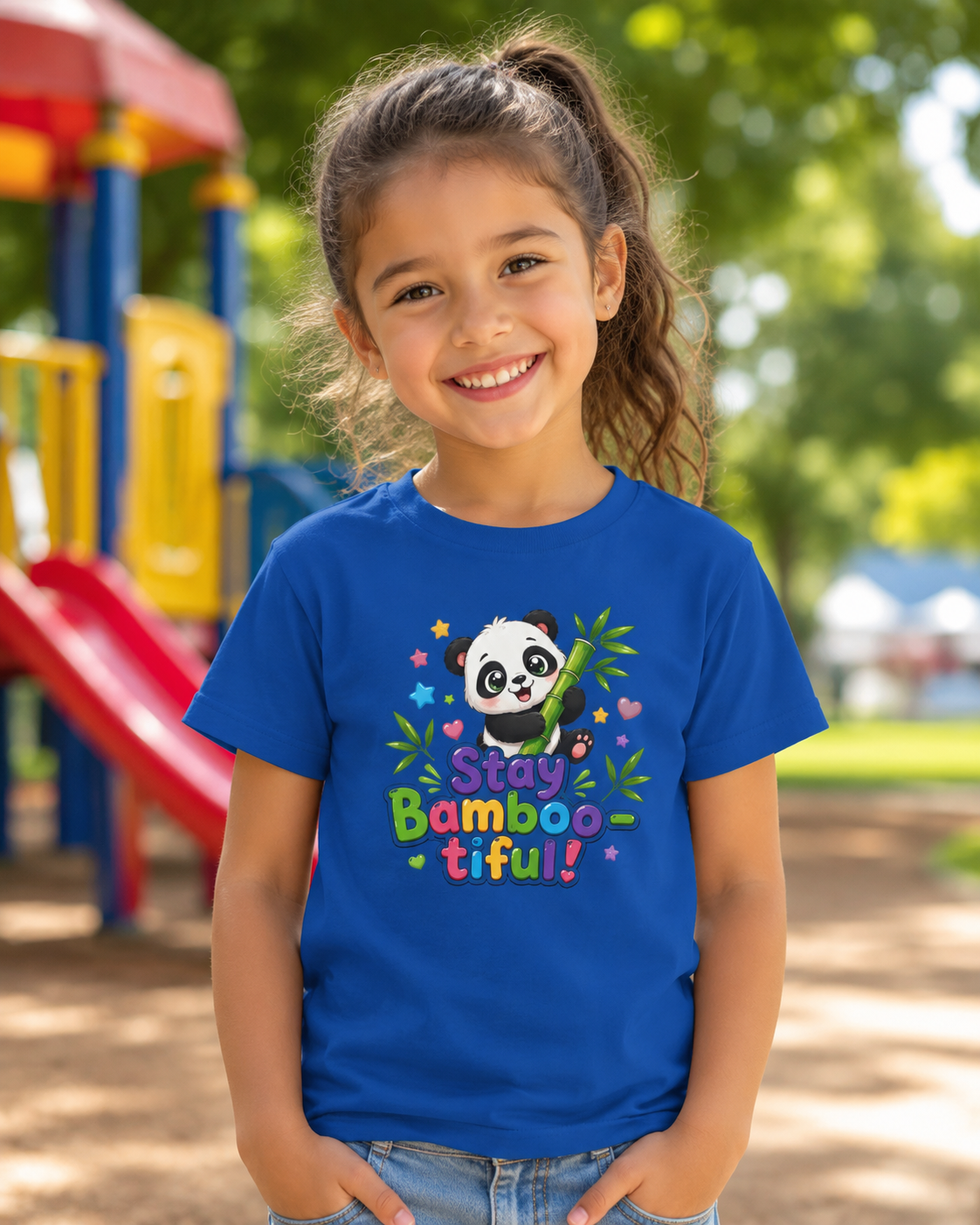 Kids Panda 'Stay Bambootiful!' T-Shirt — Cute Bamboo Forest Tee for Boys & Girls